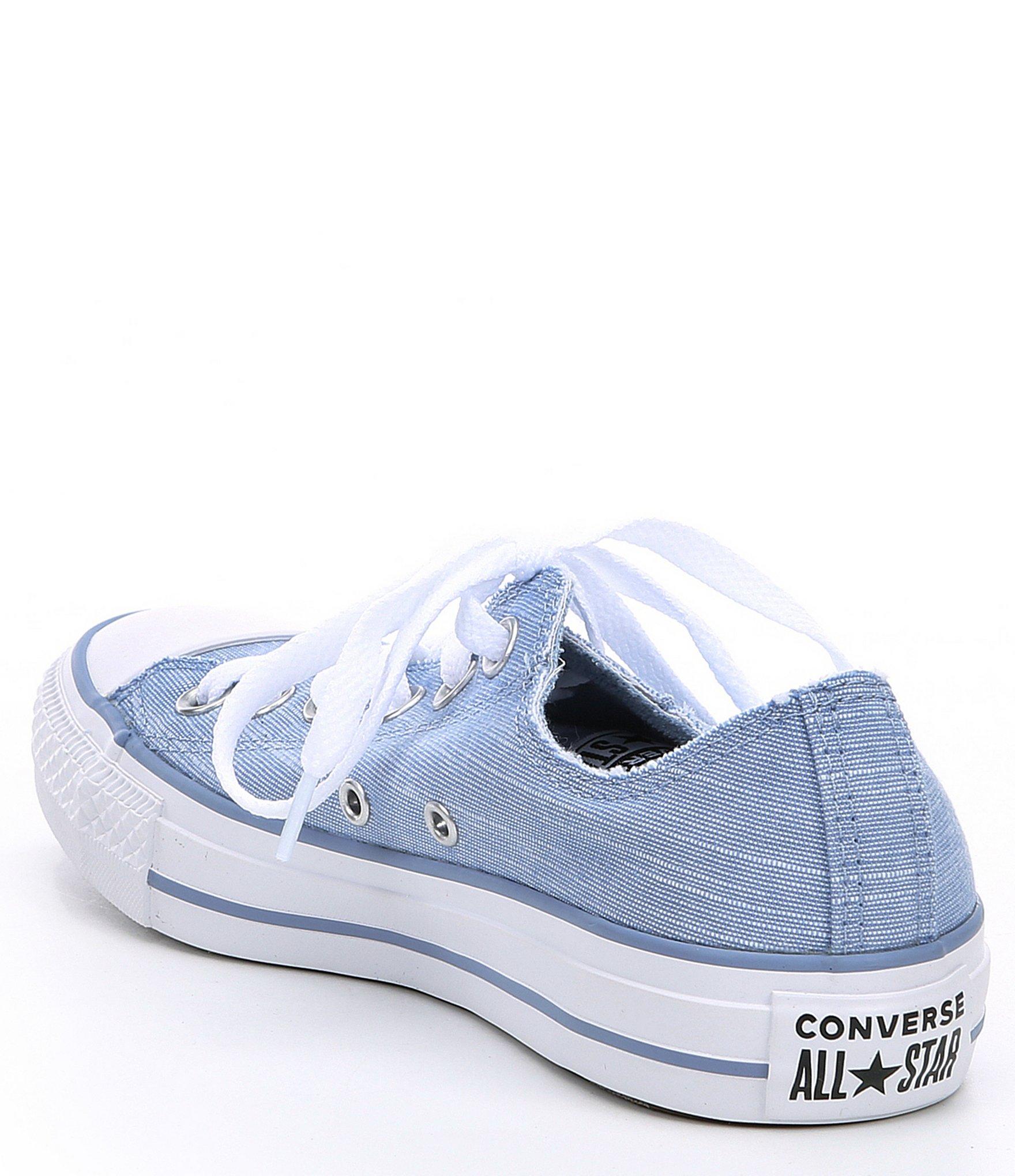 Women's Blue Chuck Taylor All Star Frayed Lines Low top Sneakers Women's Blue Chuck Taylor All Star Frayed Lines Low top Sneakers