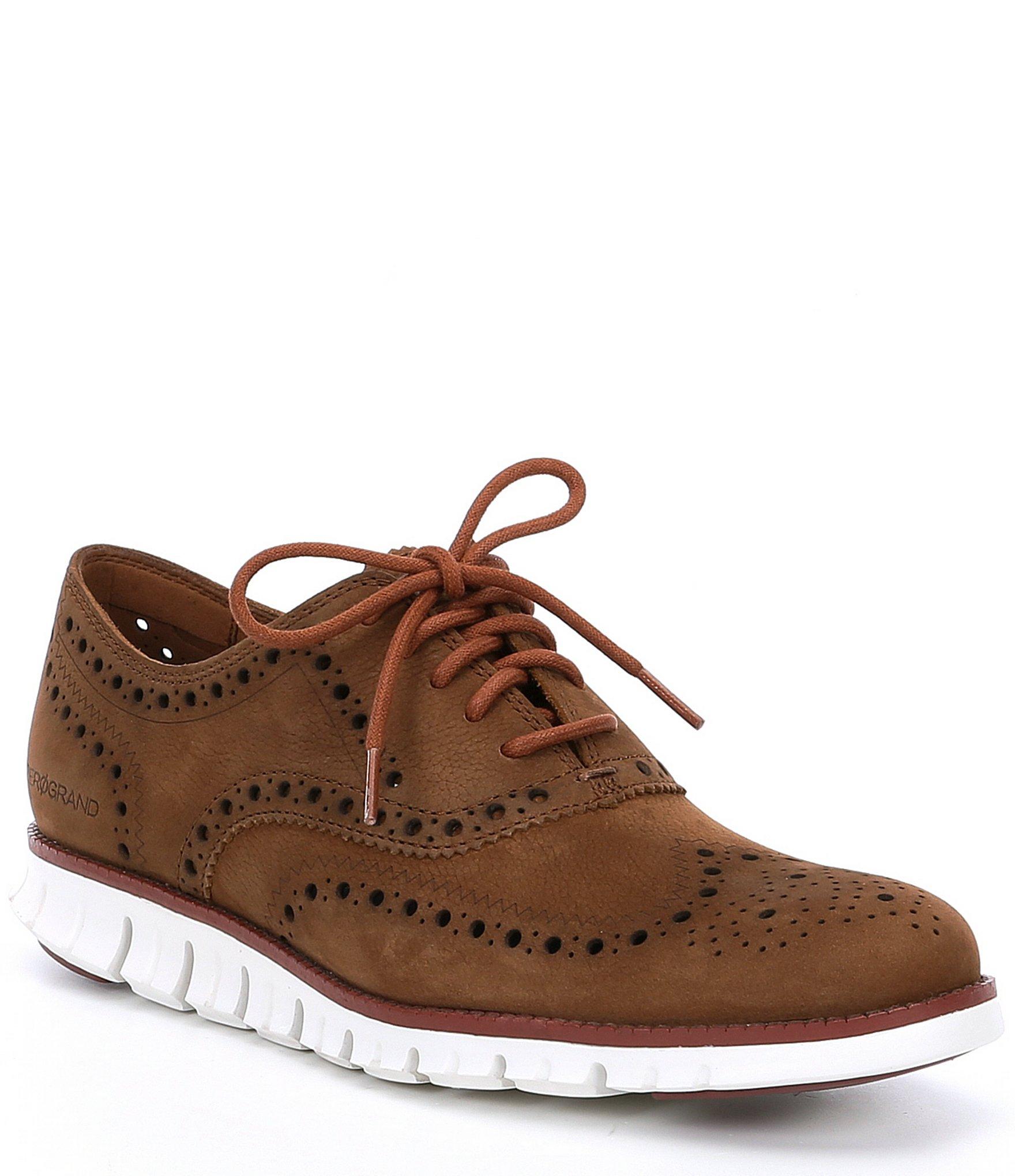 cole haan zerogrand tan wingtip oxford nubuck lace up