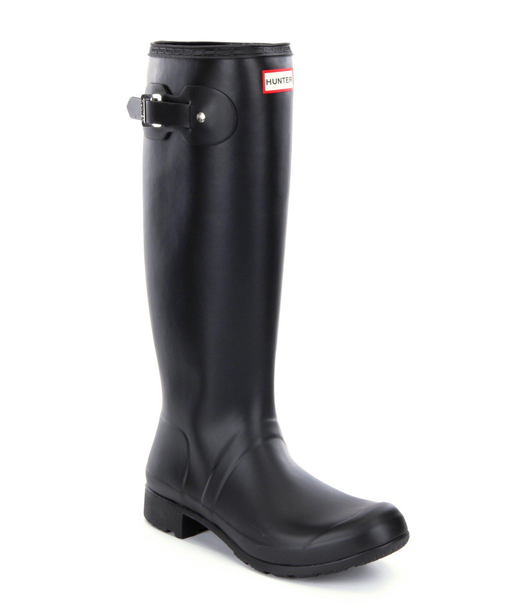 short matte black hunter rain boots