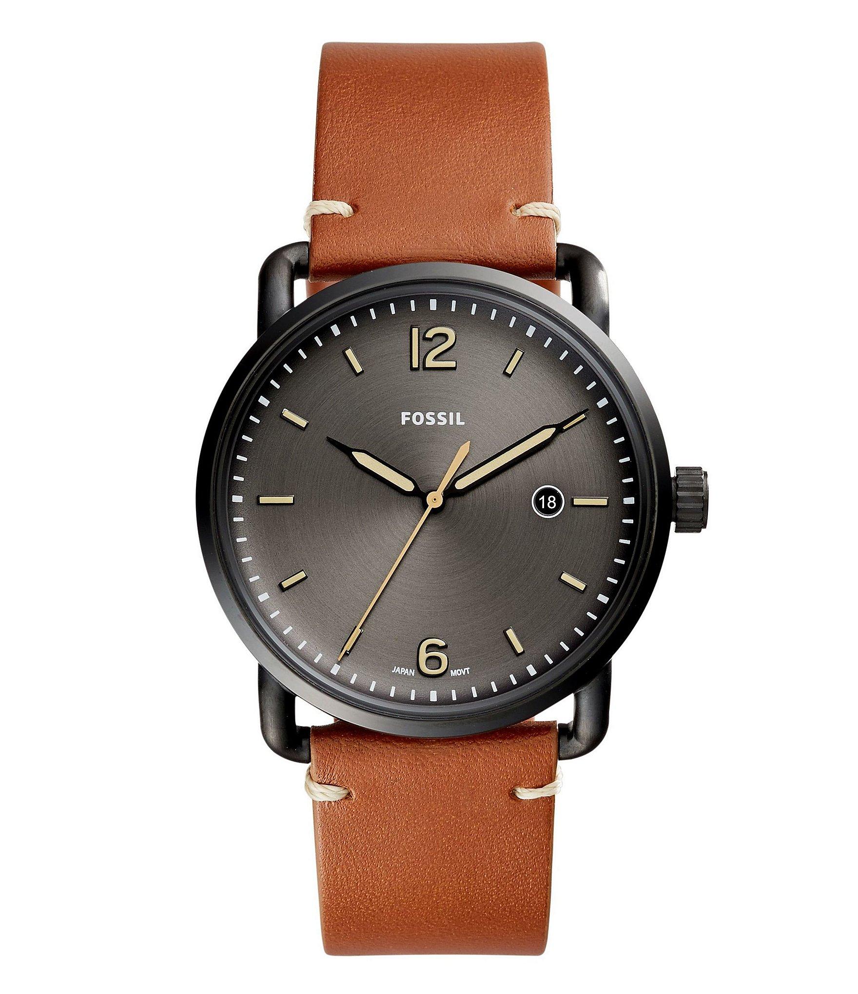 Fossil The Commuter Three Hand Date Luggage Leather Watch for Men Lyst