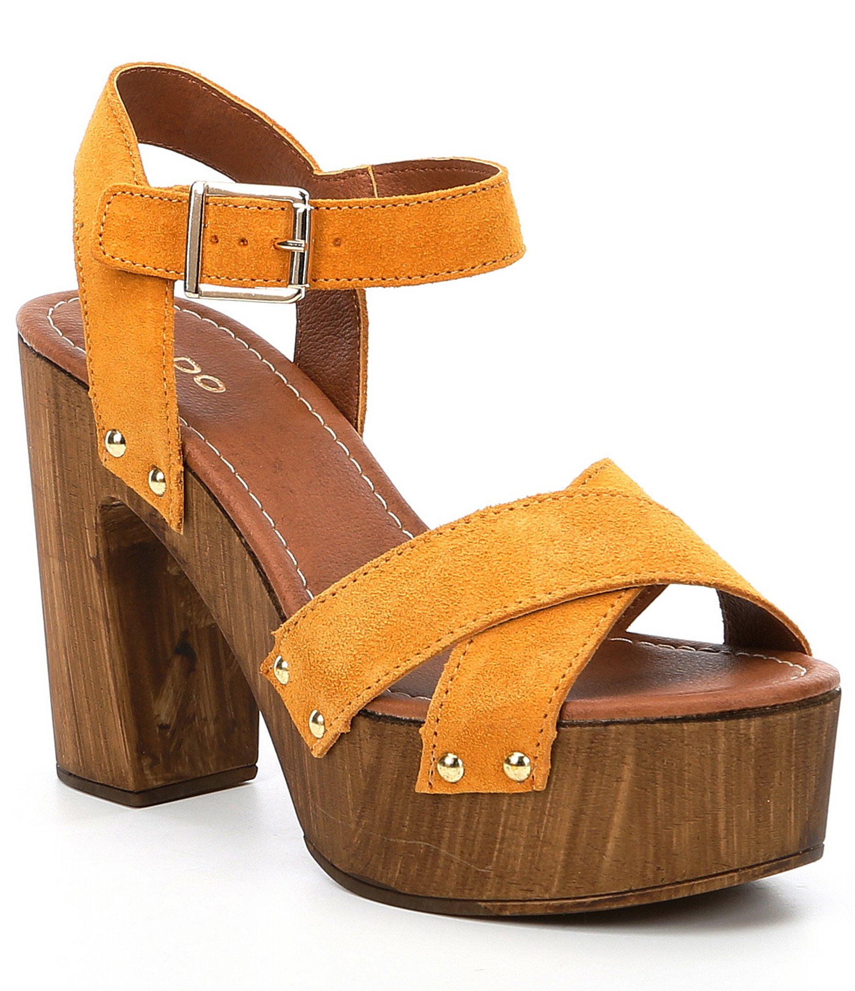 ALDO Deleniel Suede Wood Platform Sandals - Lyst