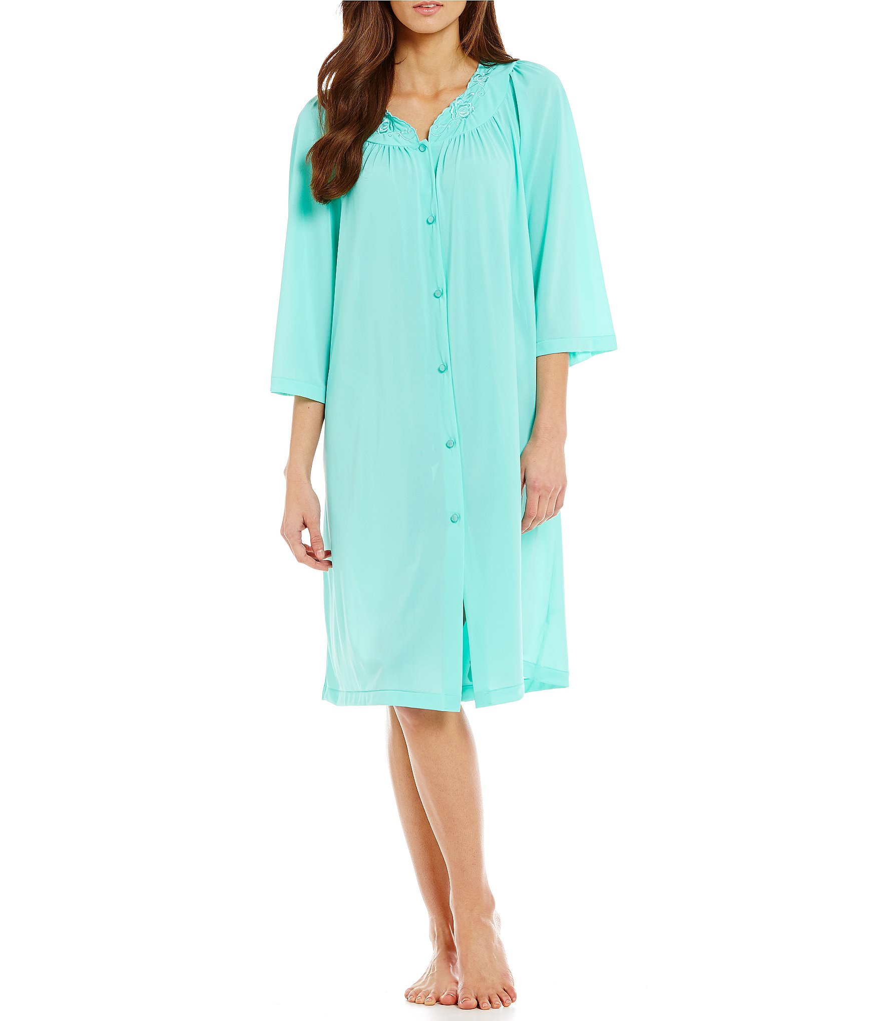 Miss elaine Plus Longsleeve Short Robe in Blue Lyst
