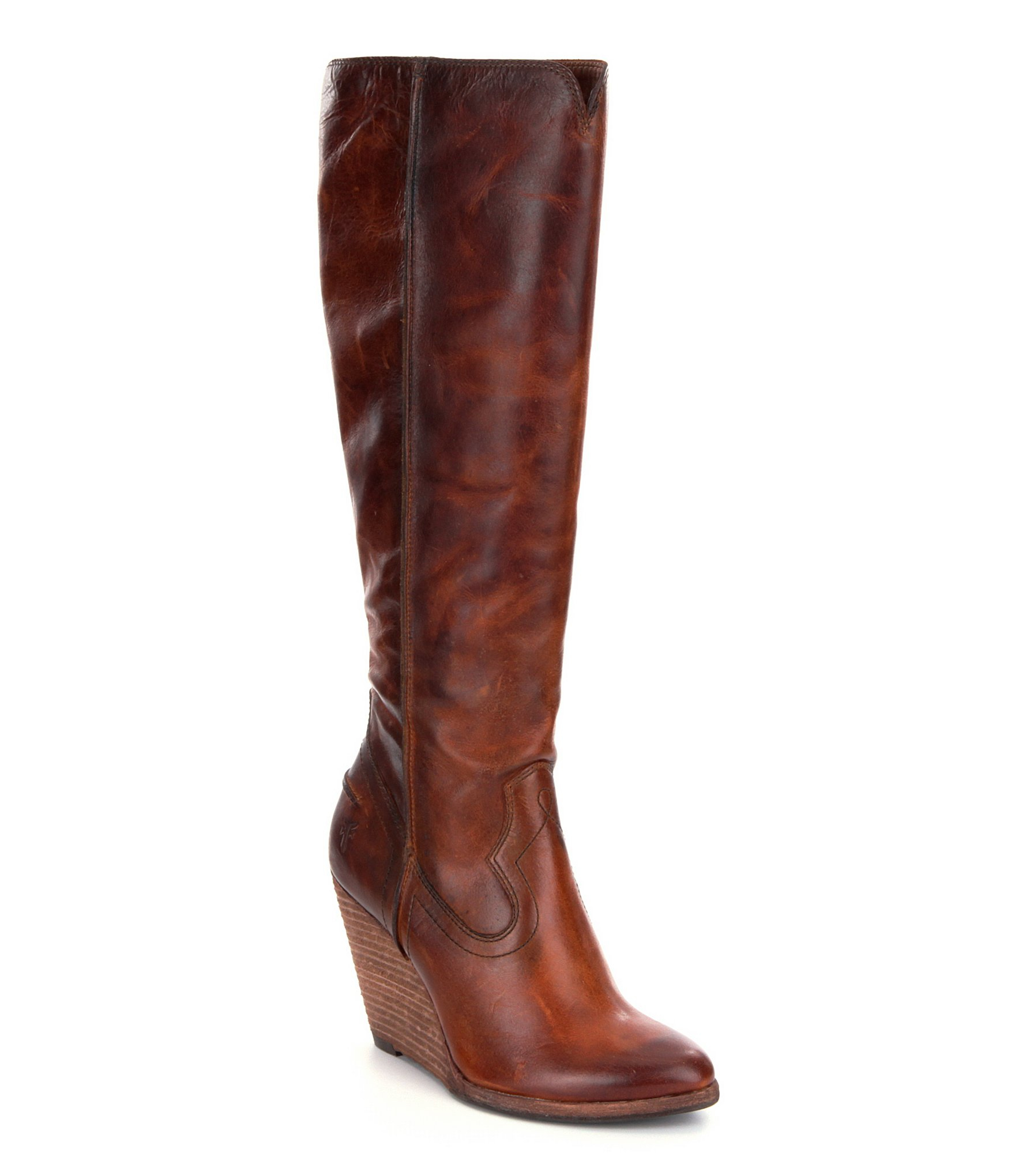 frye cece wedge boots in brown lyst frye cece wedge boots in brown lyst