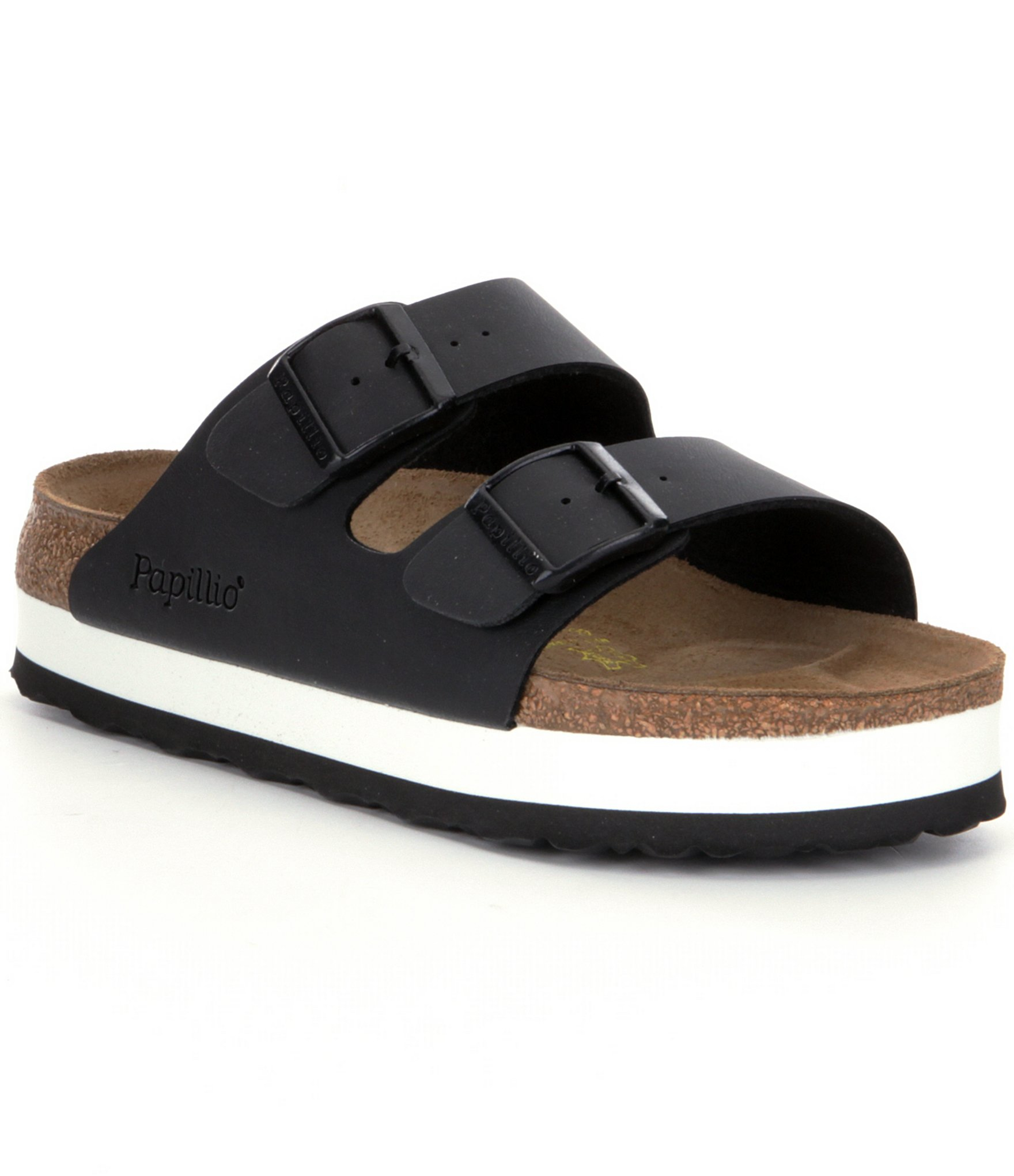 Birkenstock Arizona Leather Double Banded Buckle Platform Sandals in ...