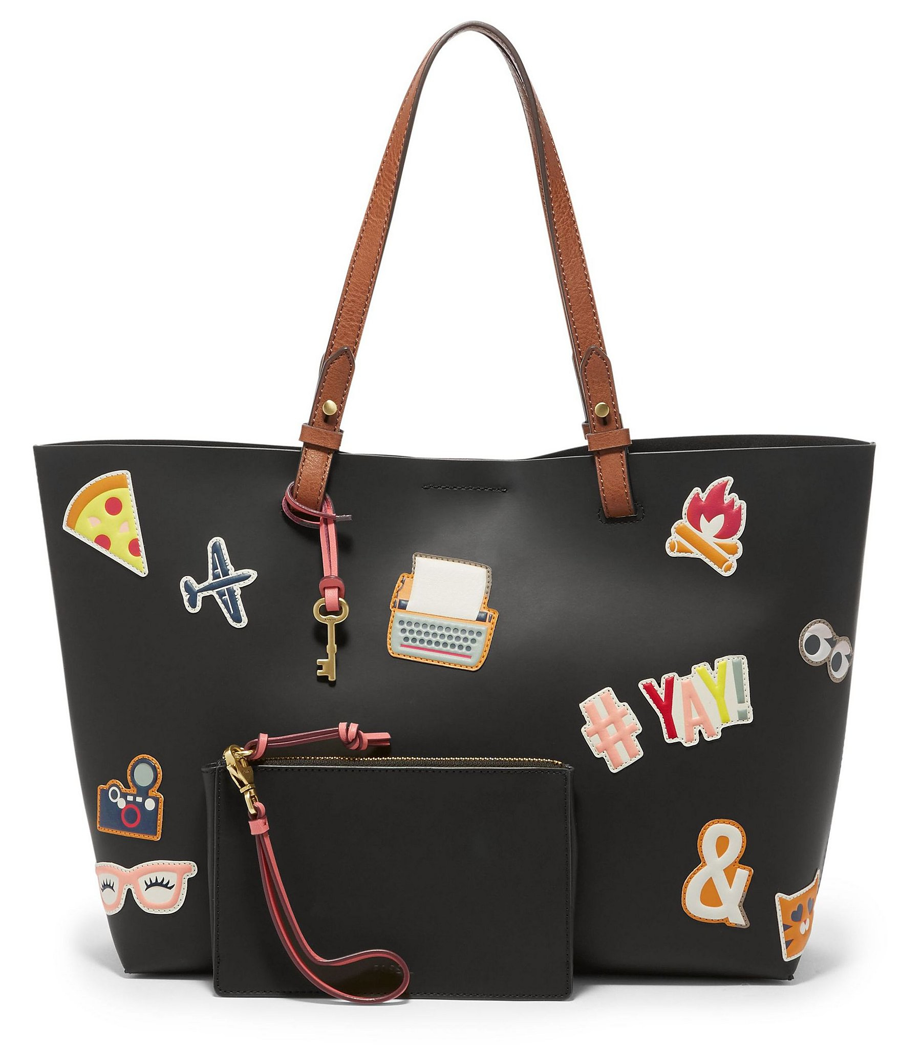 fossil sticker tote in black lyst fossil sticker tote in black lyst