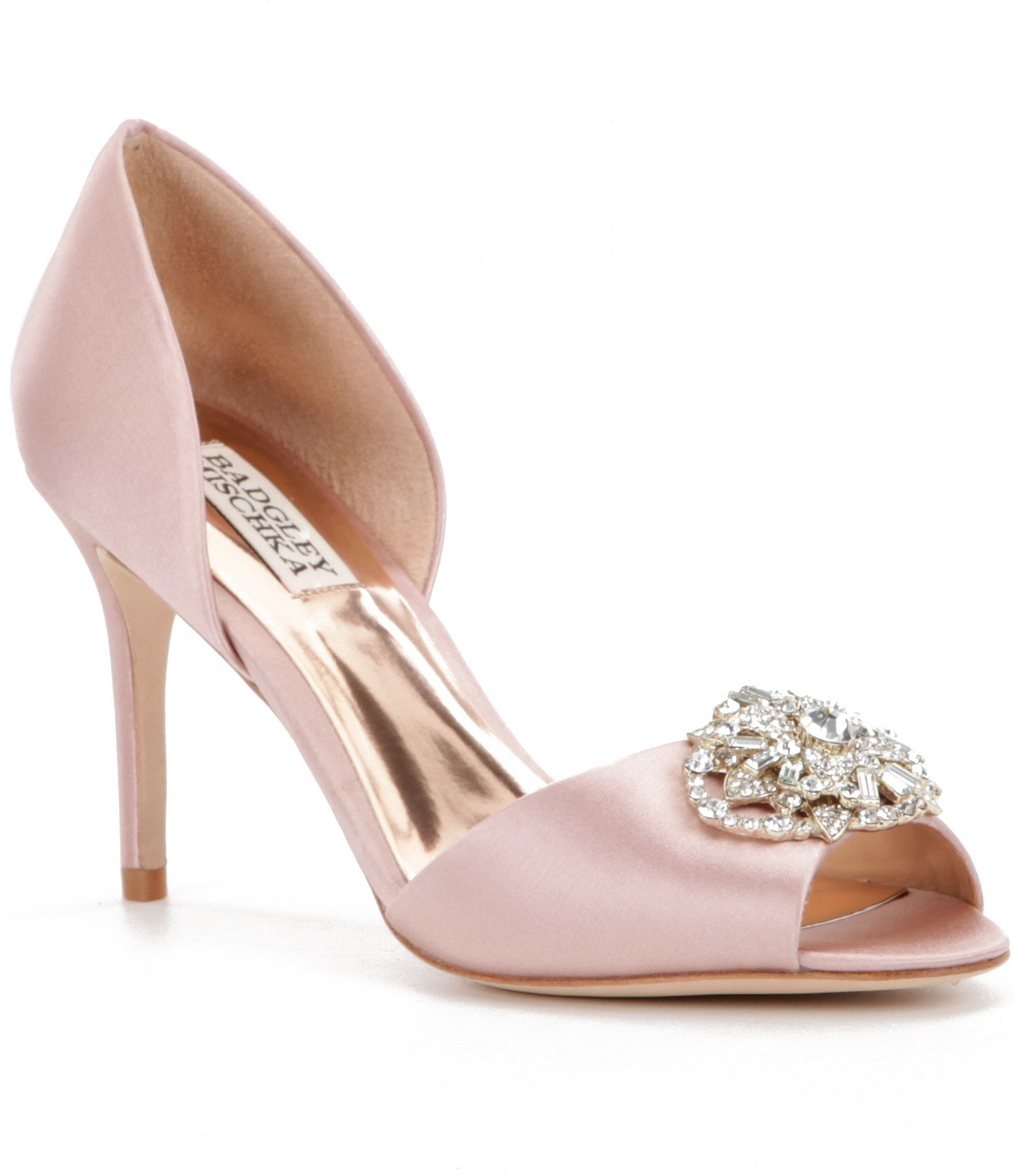 Badgley mischka Dana Rhinestoneembellished Satin D ́orsay