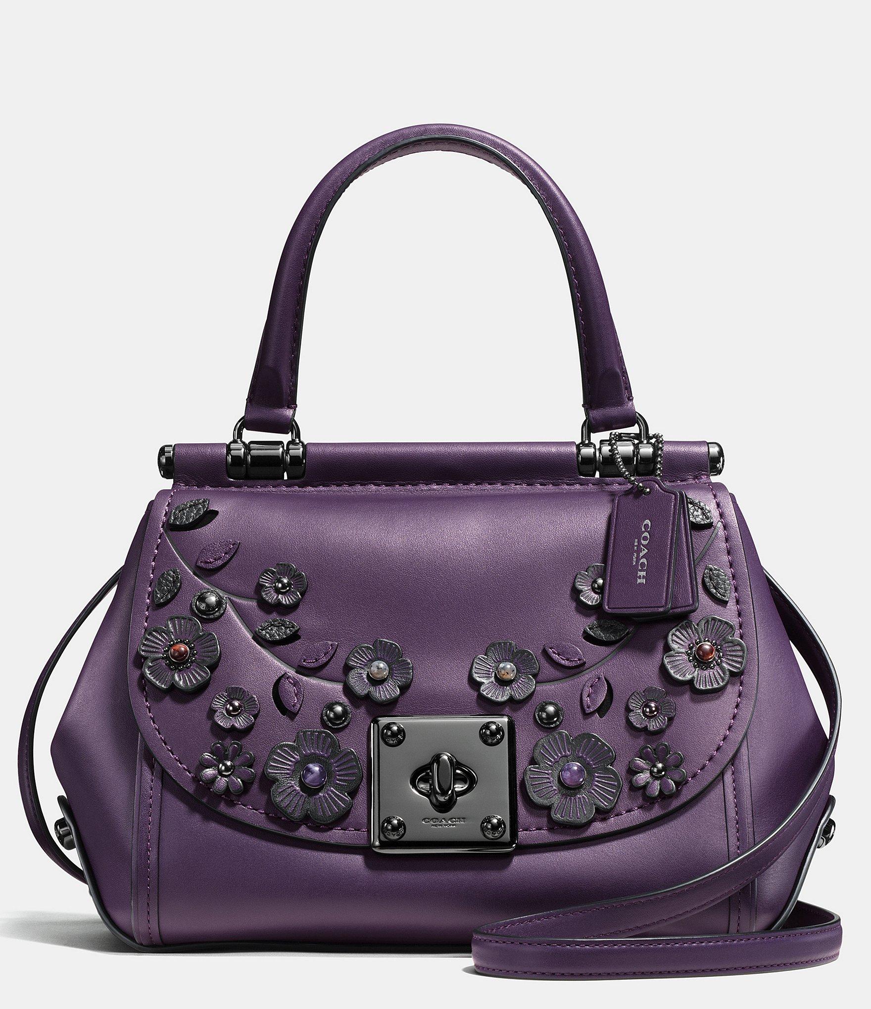 Coach Drifter Top Handle Satchel In Willow Floral Print Leather in Purple | Lyst