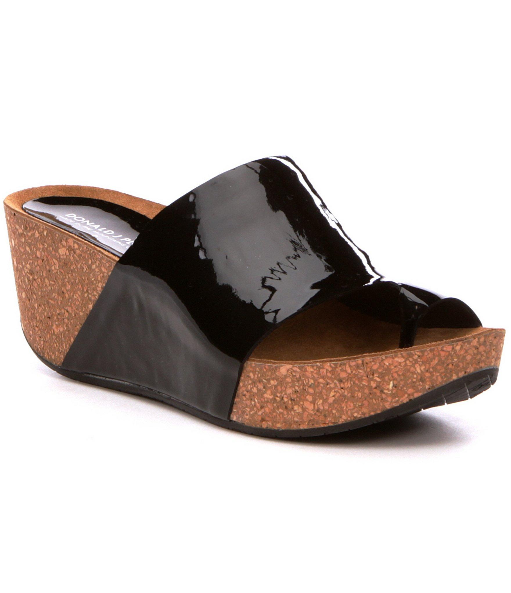 Donald j pliner Ginie Wedge Sandals in Black | Lyst