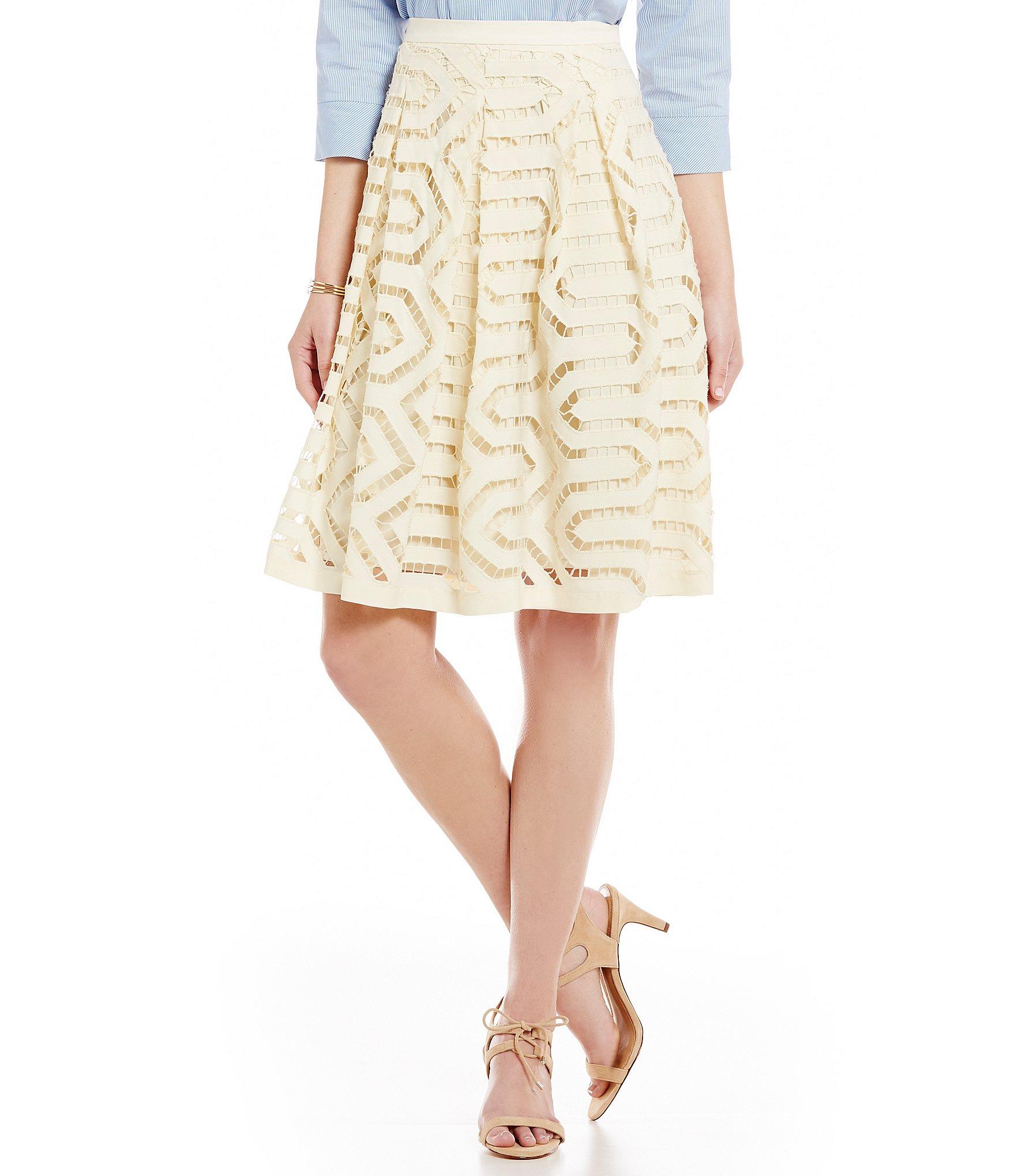 Lyst - Antonio Melani Irina Pleated Geometric Lace A-line Skirt in White