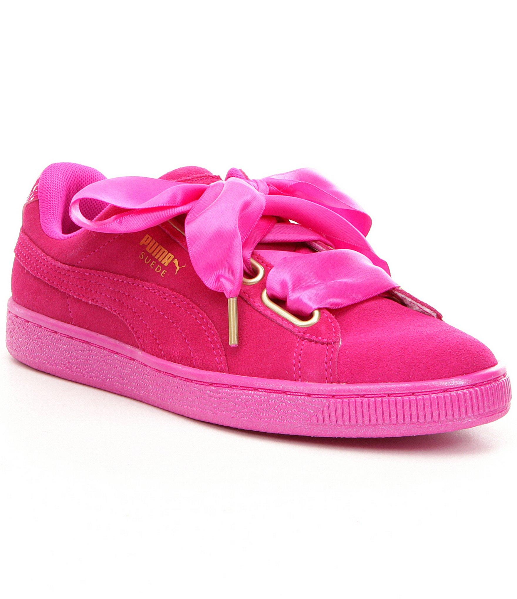 Puma Suede Heart Satin Sneakers in Pink | Lyst