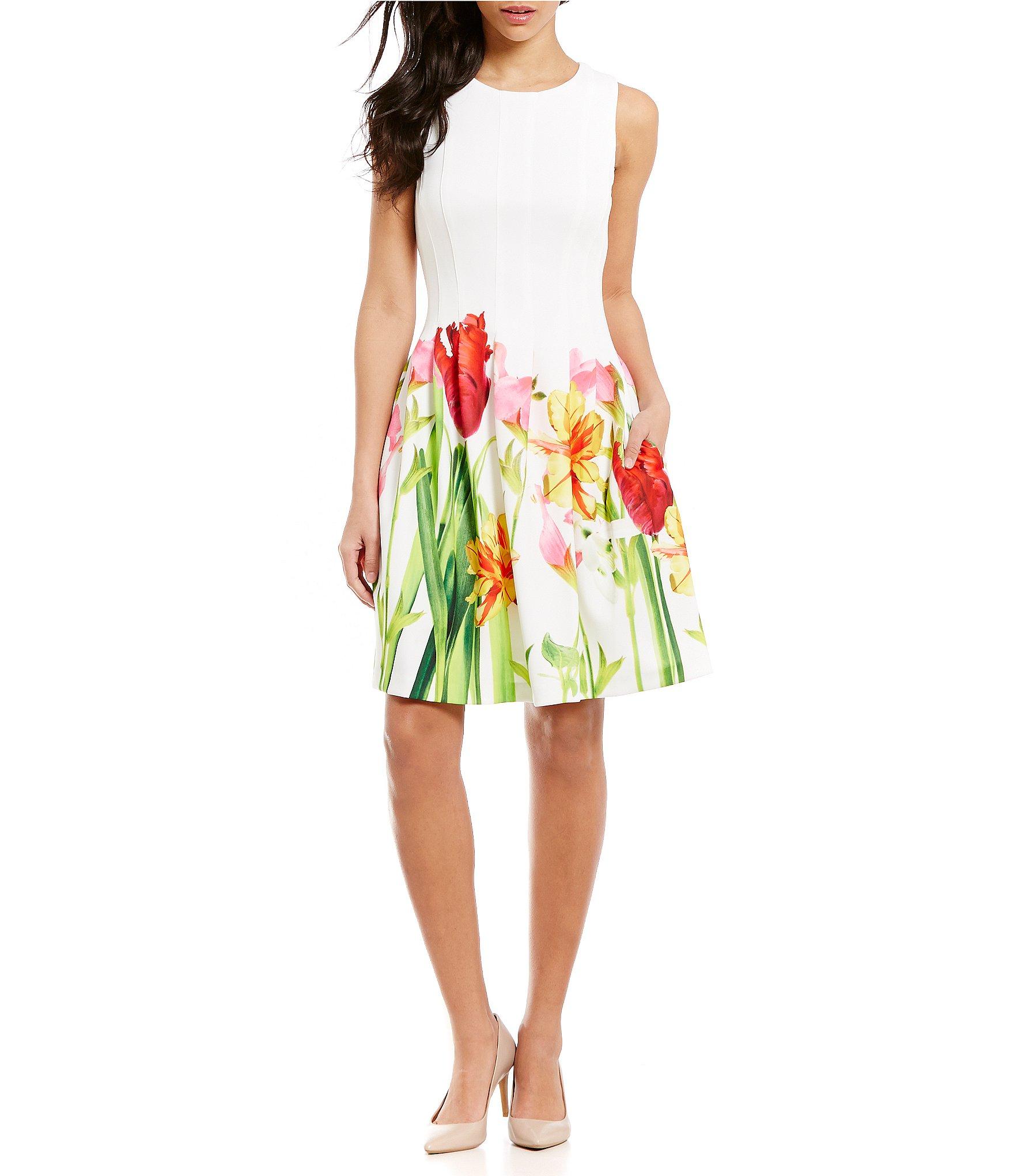 calvin klein white dress with flowers