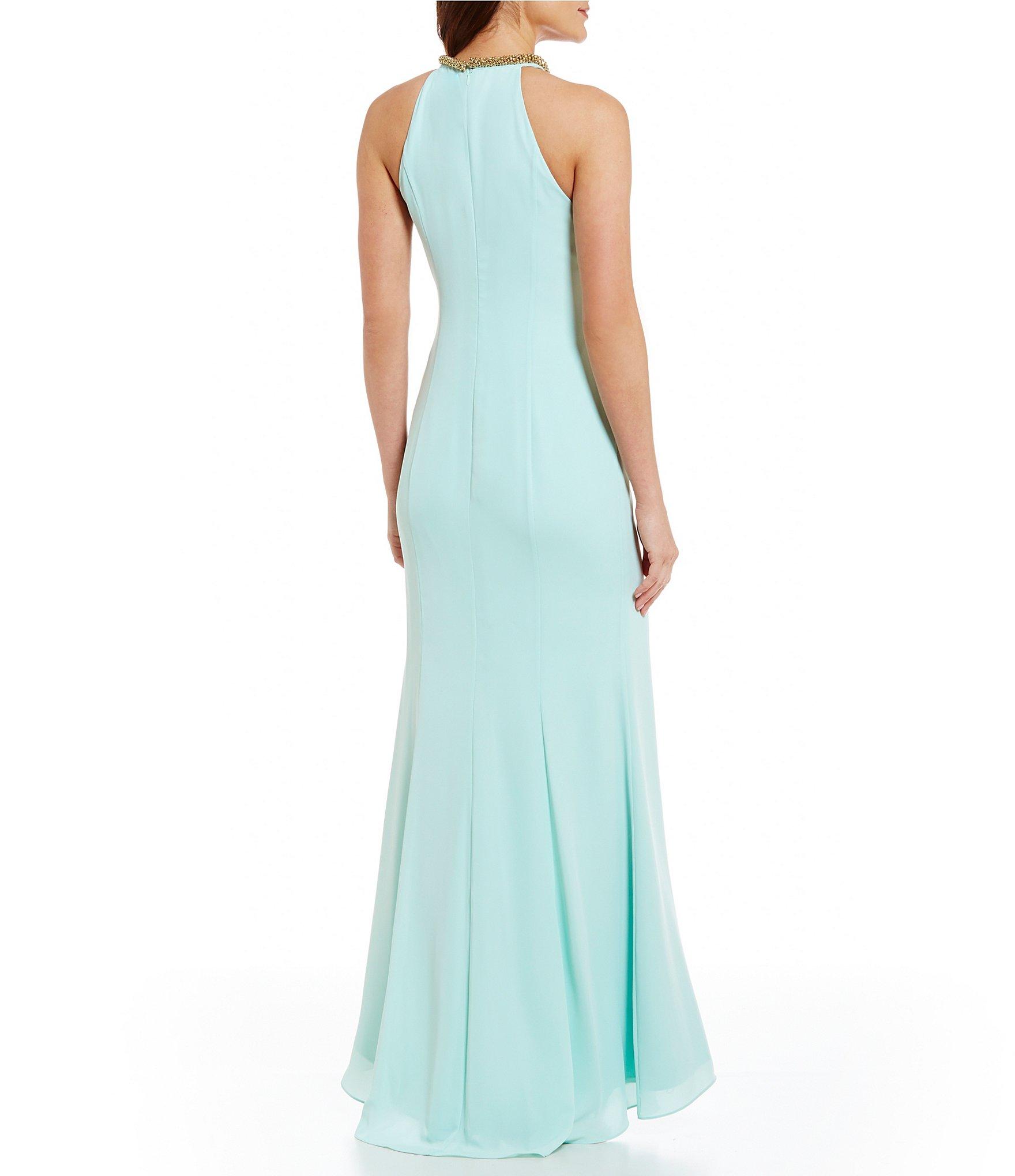 ruffle front gown