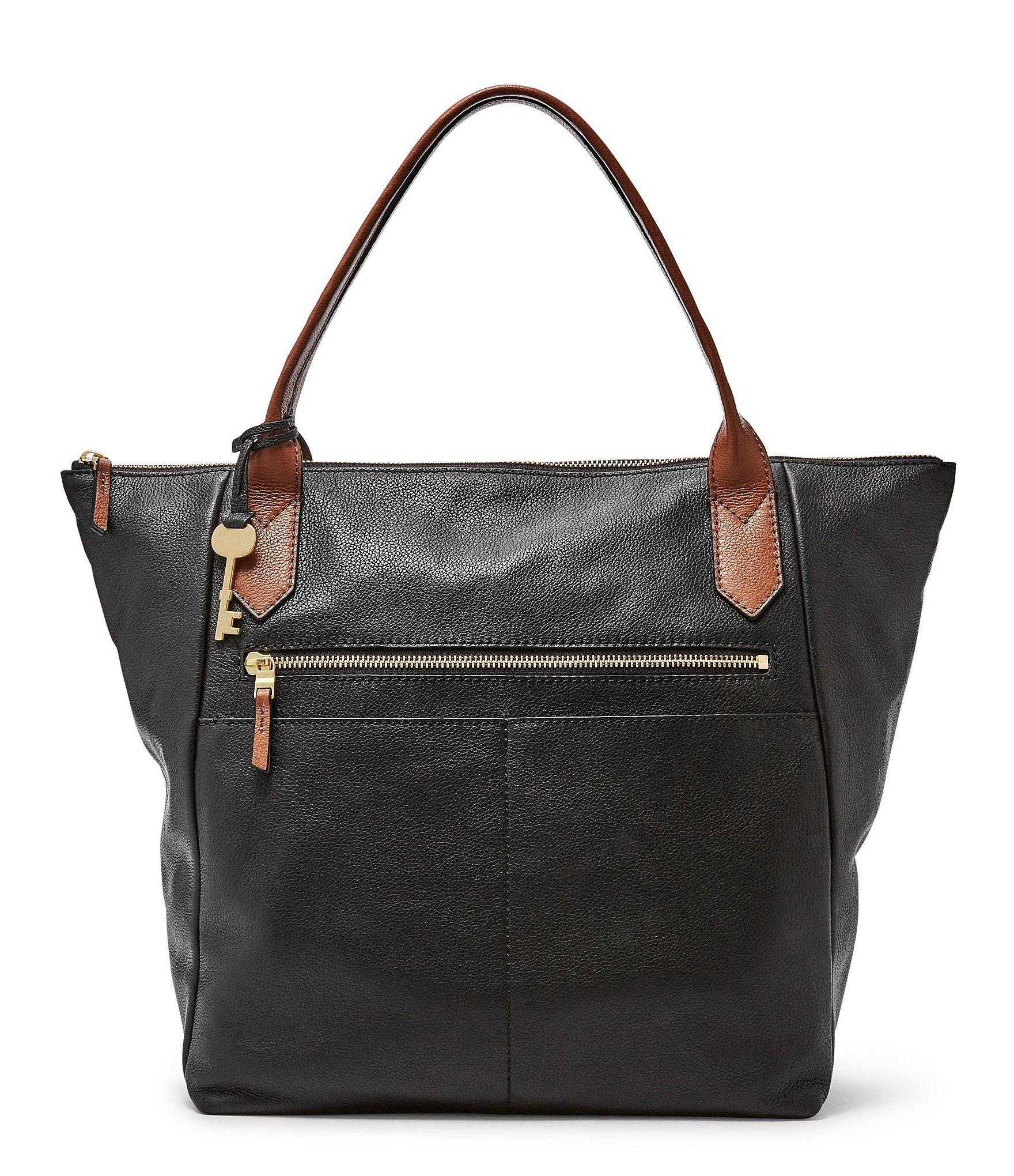 Fossil Fiona Leather Tote in Black | Lyst