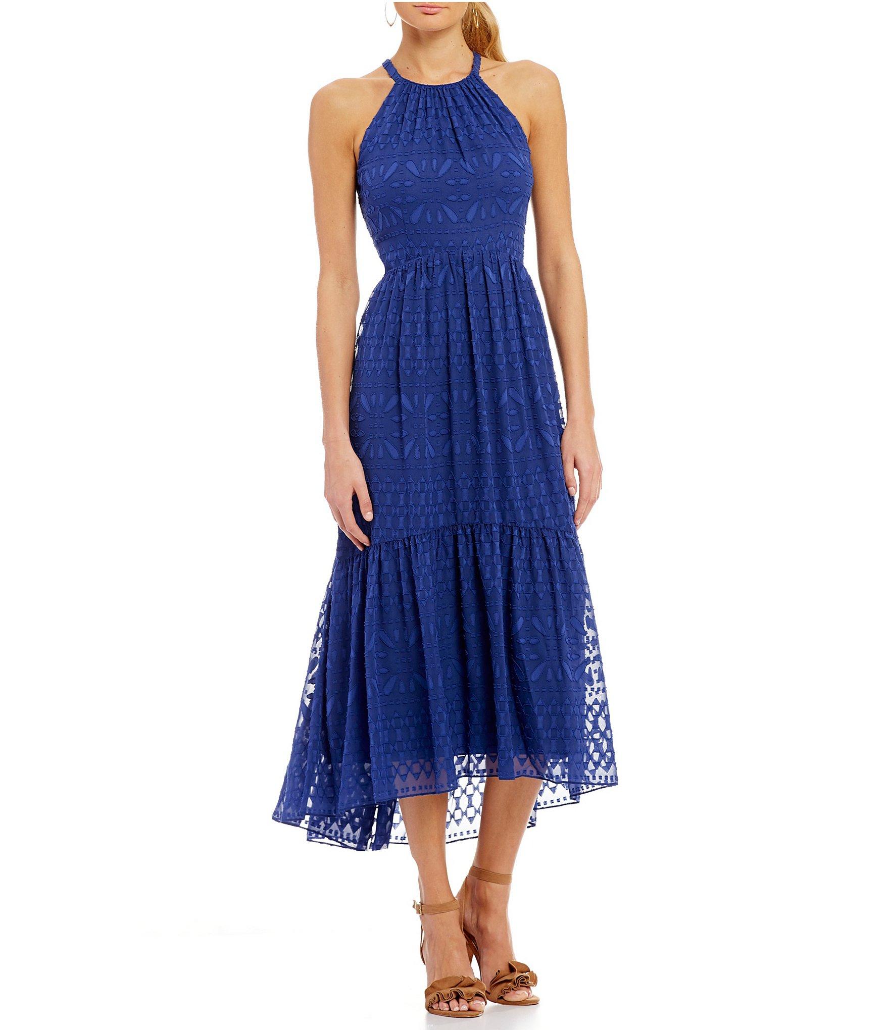 vince camuto halter ruffle dres
