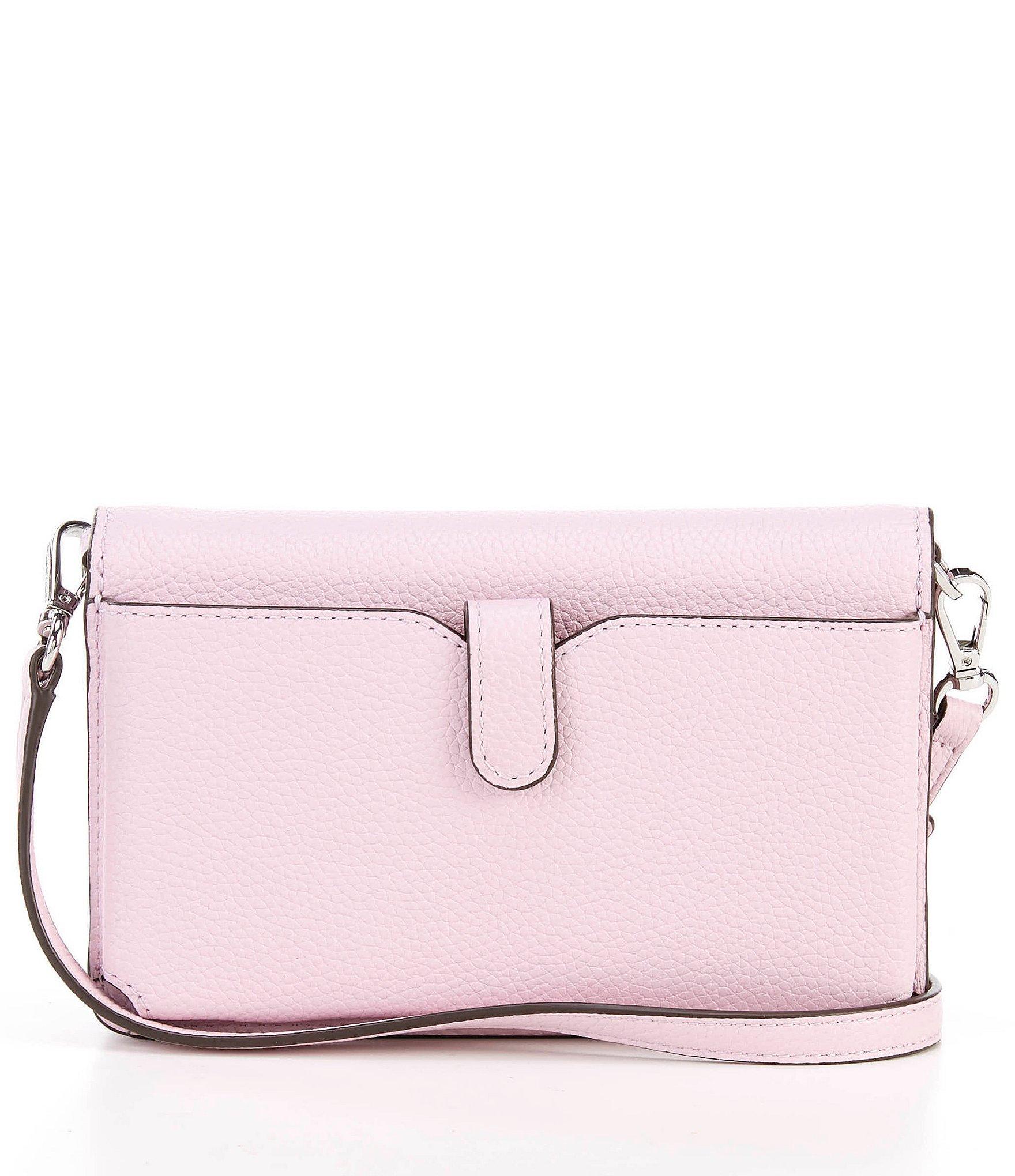 Michael Kors Michael Pebble Leather Phone Crossbody Wallet in Pink - Lyst