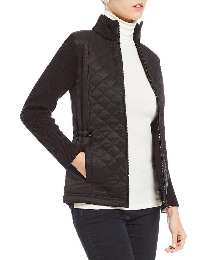 Jones new york Drawstring Waist Quilted Front Ribbed Sweater ...