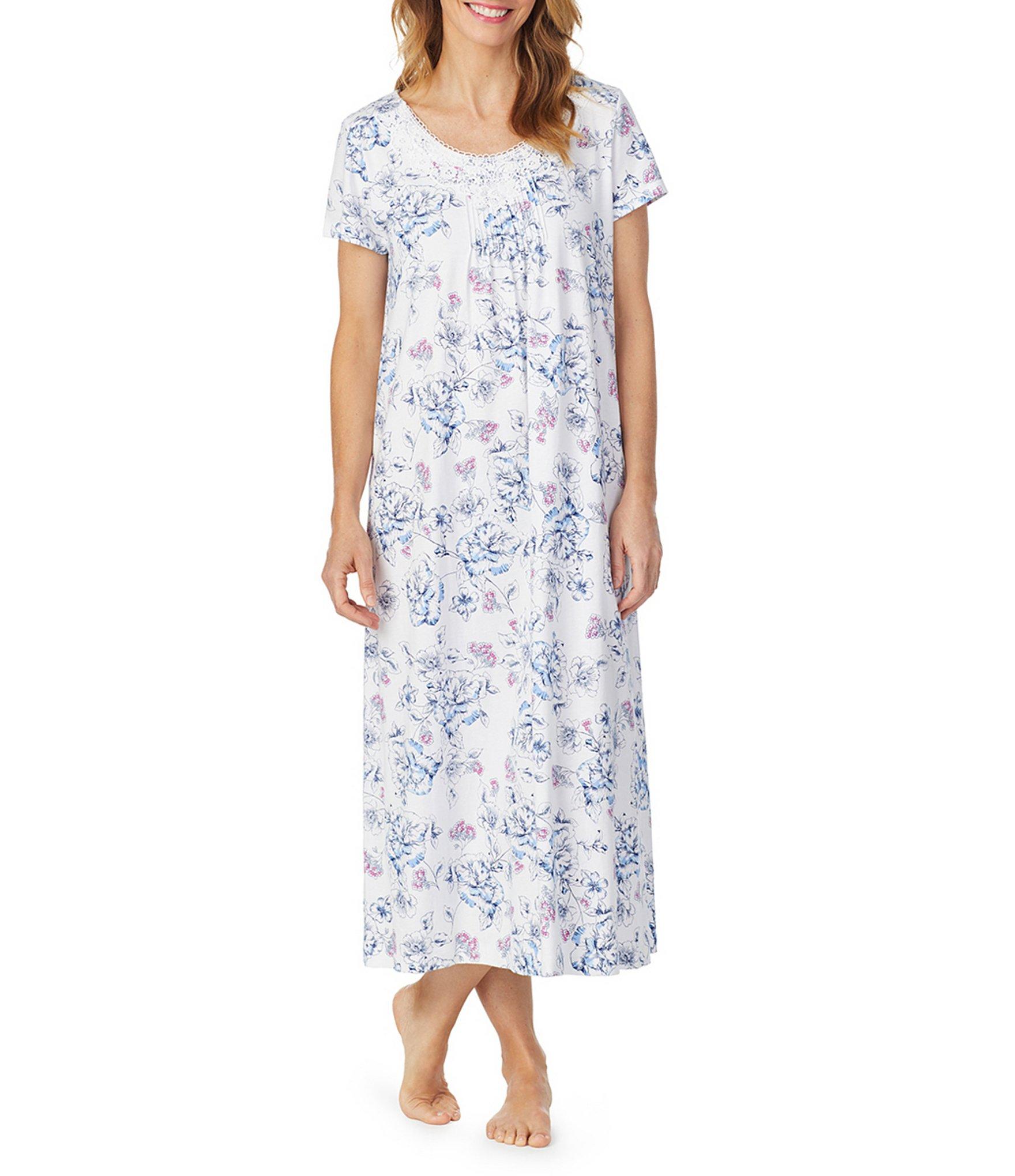 Lyst Carole Hochman Floralprinted Long Jersey Nightgown in Blue