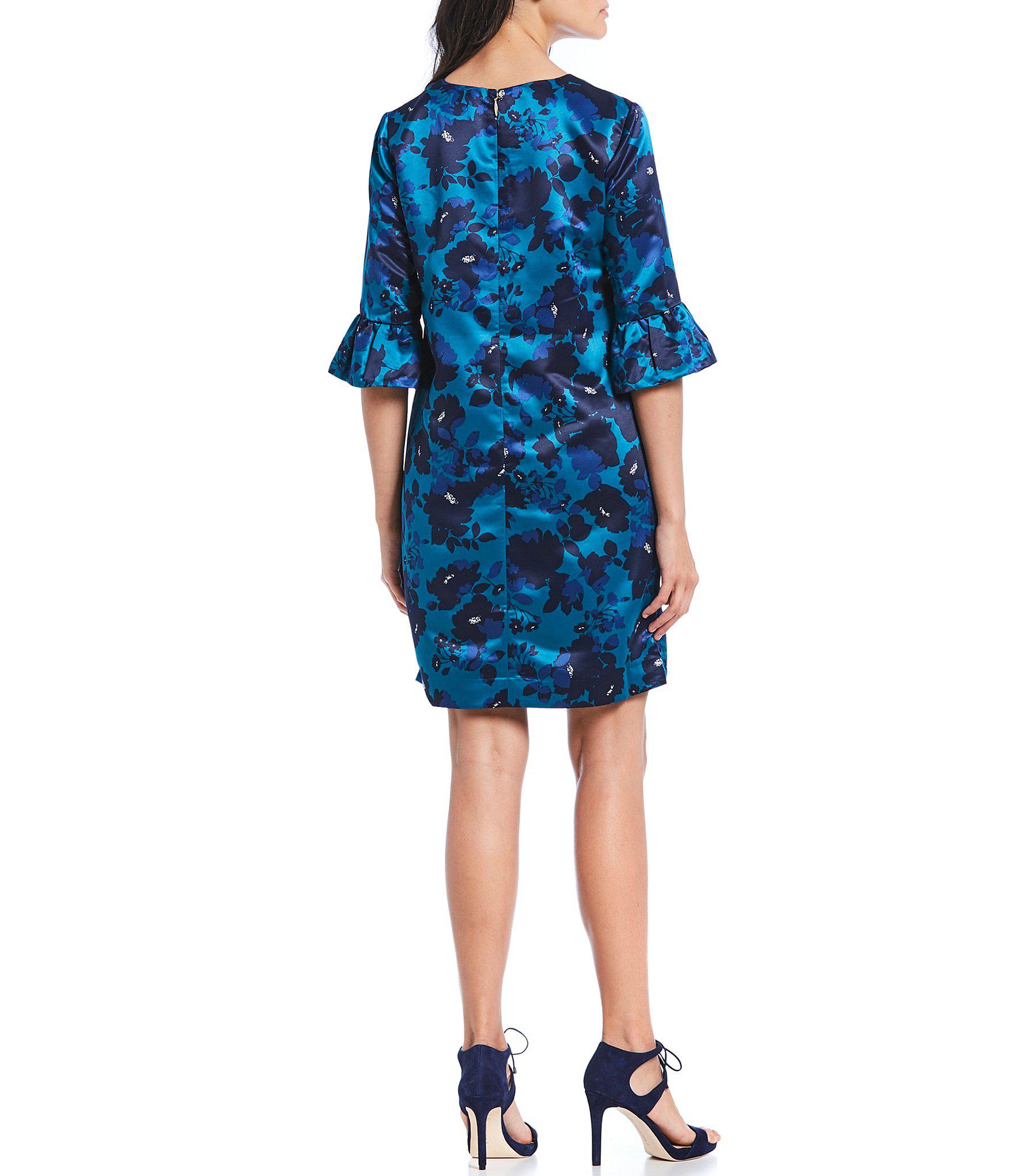 Lyst - Draper James Floral Print Bell Sleeve A-line Dress in Blue
