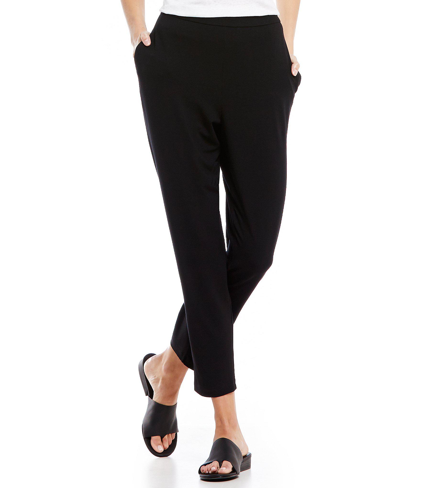 Lyst - Eileen Fisher Petite Viscose Slouchy Pants in Black