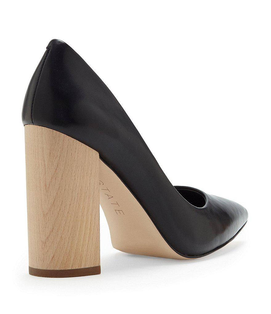 1 State Valencia Nappa Leather Pointed Toe Wood Block Heel Pumps In Gallery