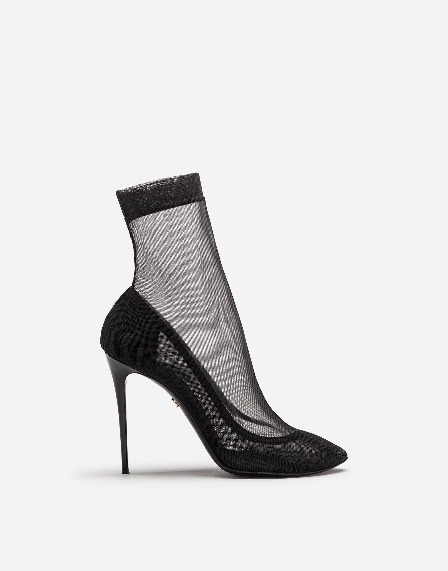Lyst - Dolce & Gabbana Stretch Tulle And Patent Leather Booties in Black