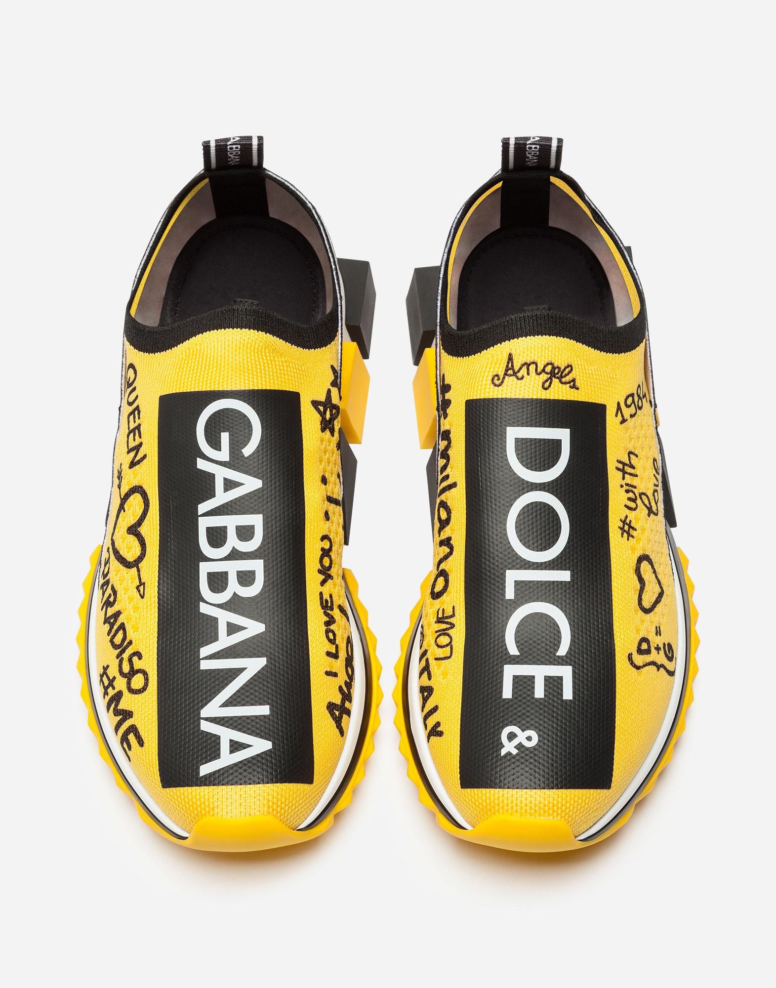 Dolce & Gabbana Synthetic Sneakers In Sorrento Graffiti Print in Yellow ...