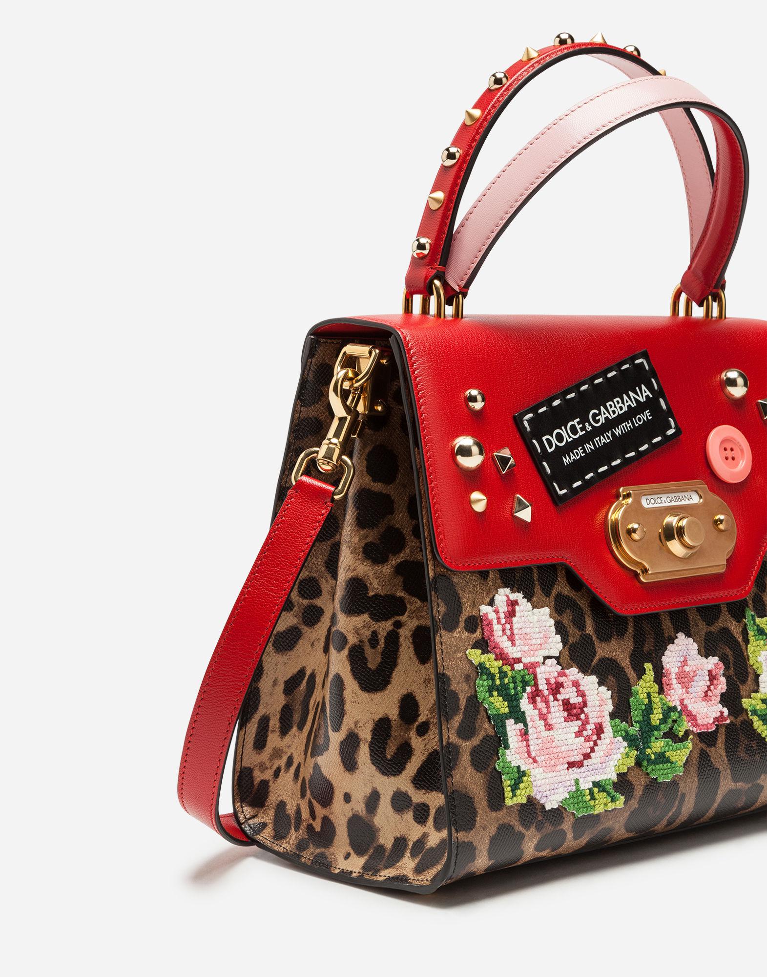 Lyst Dolce Gabbana Welcome Bag Handbag In Two Materials With Lyst Dolce Gabbana Welcome Bag Handbag In Two Materials With Embroidery Red