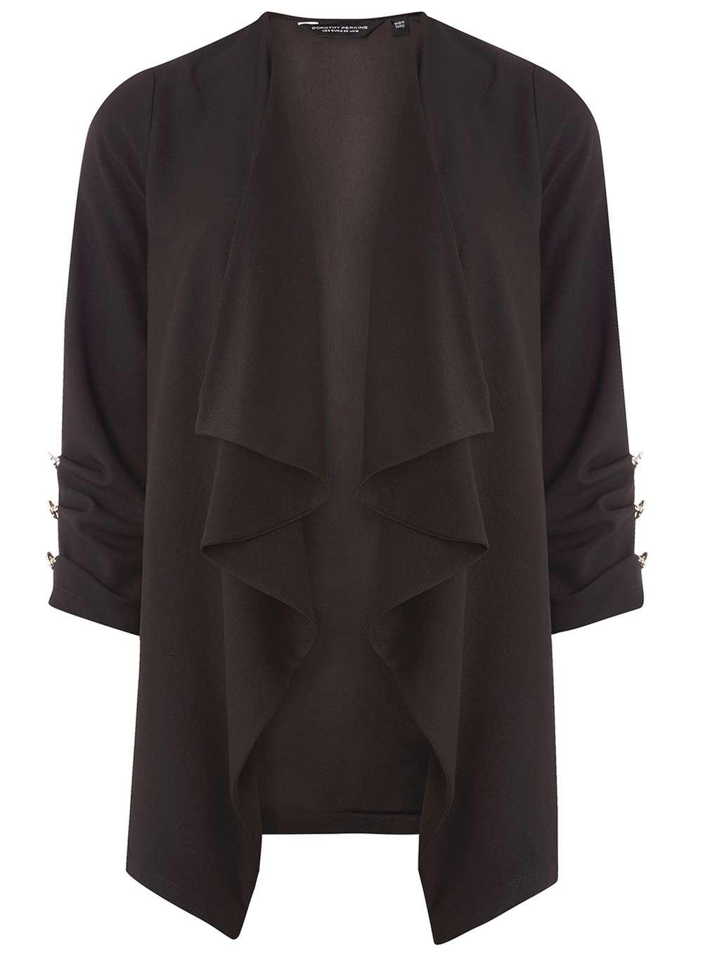 Dorothy perkins Black Waterfall Trim Jacket. in Black Lyst