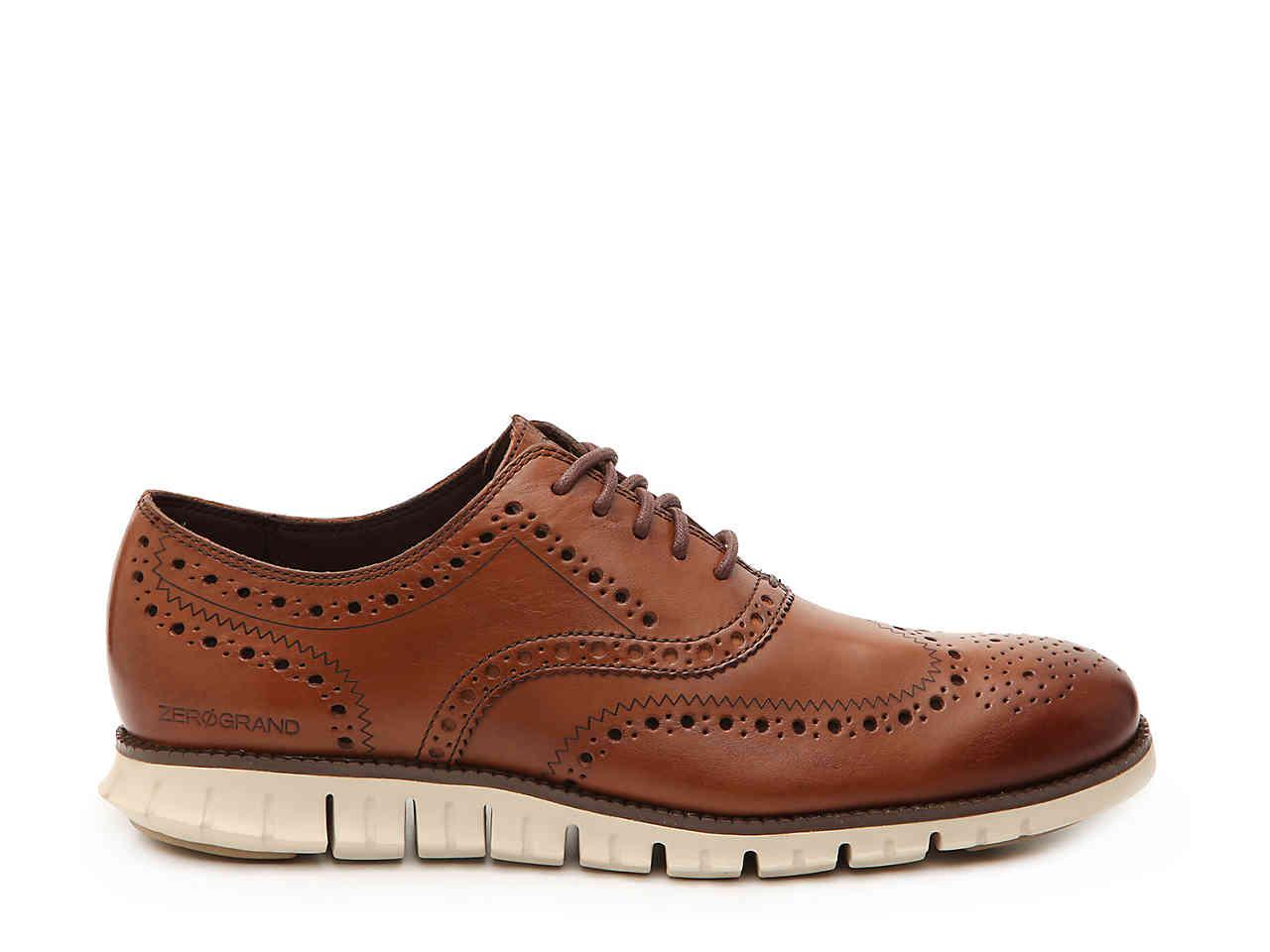 cole haan zerogrand tan wingtip oxford nubuck lace up