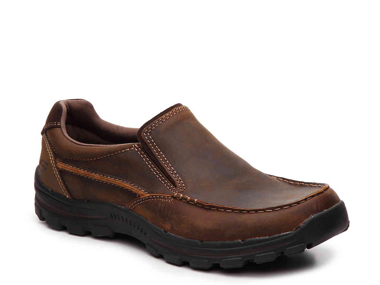 Skechers Leather Rayland Slip-on in Brown for Men - Lyst