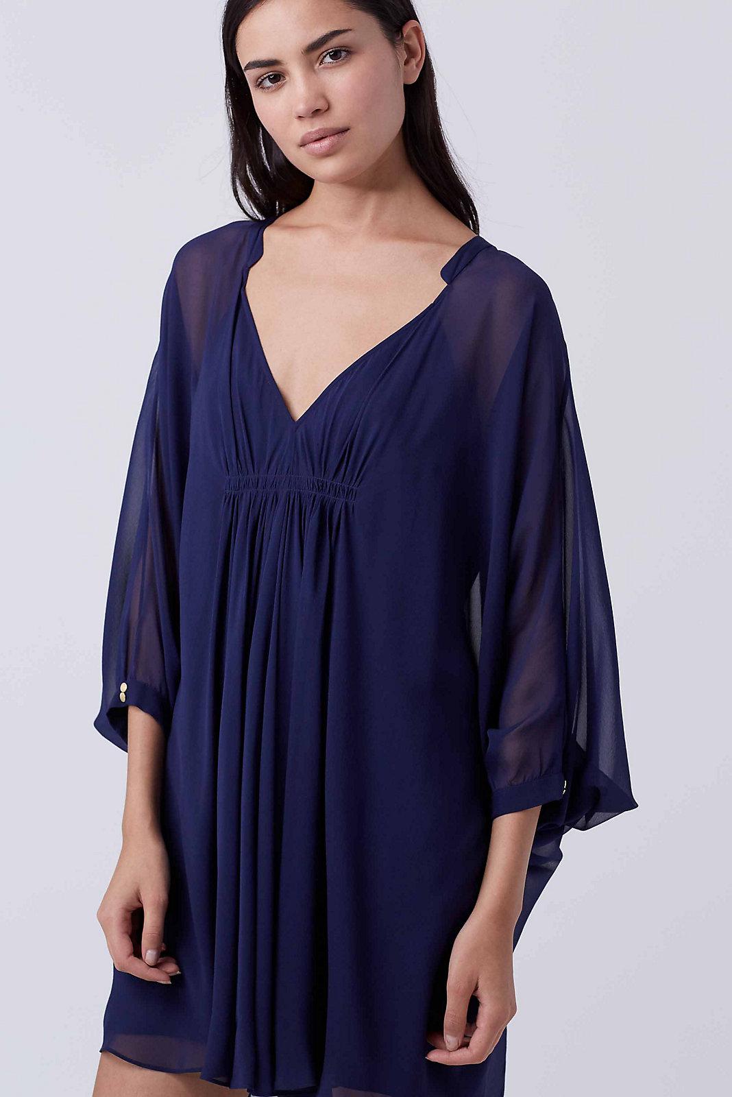 Lyst - Diane Von Furstenberg Fleurette Silk Chiffon Kaftan Dress in Blue