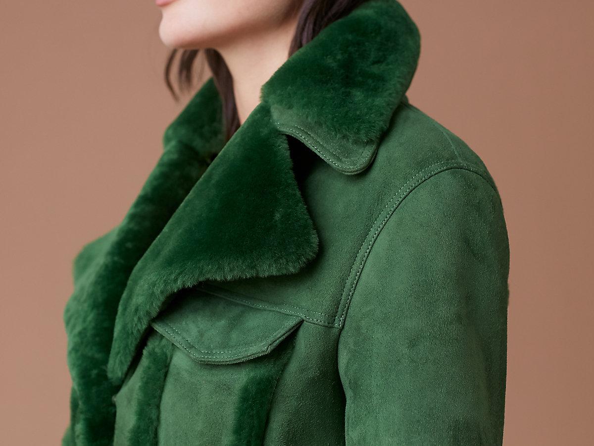 Double Diane Jacket Lyst Green Furstenberg Collar Fullscreen Von View Shearling 4FRFtAw