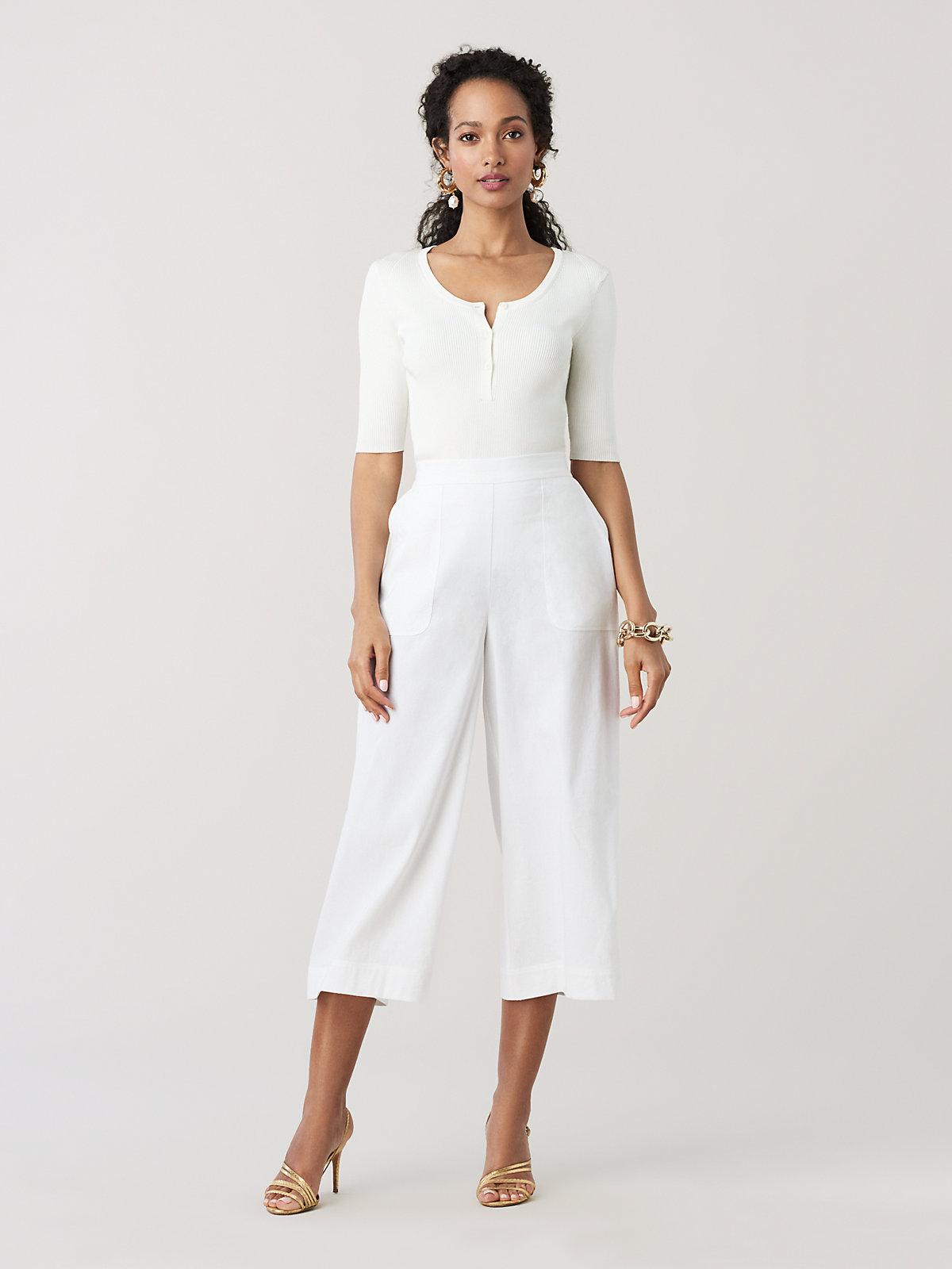 Diane von Furstenberg Cornelia Linen  Wide  leg Cropped  