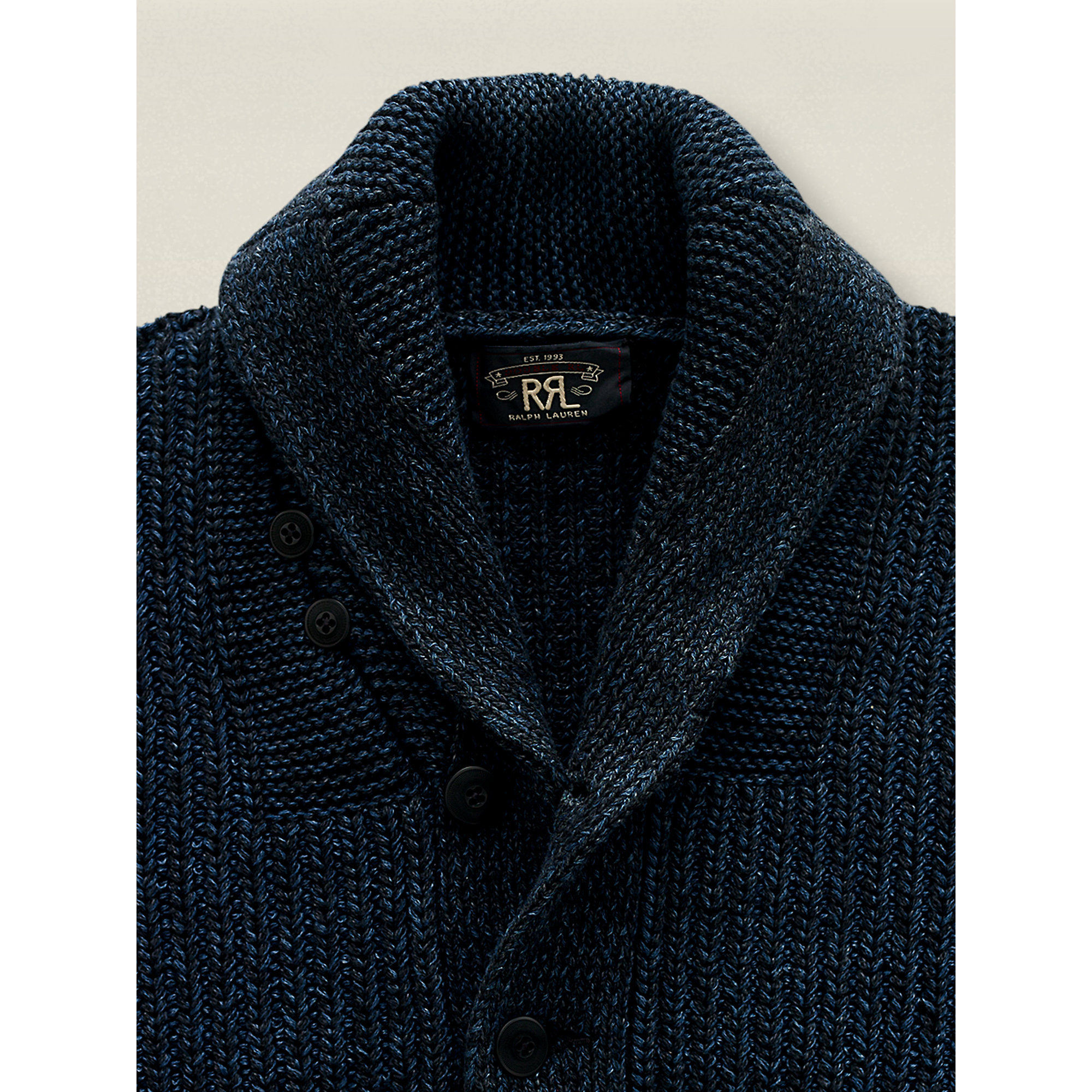 RRL Indigo Shawl-Collar Cardigan in Blue for Men - Lyst