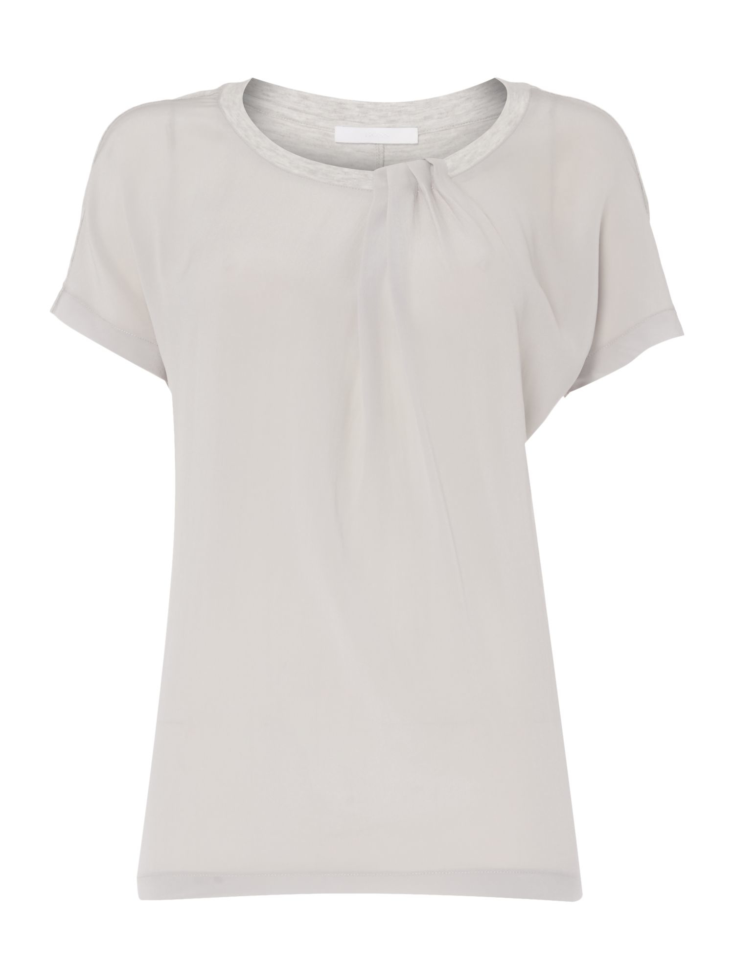 Boss Esmee Silk Front Jersey Back Tshirt in Gray