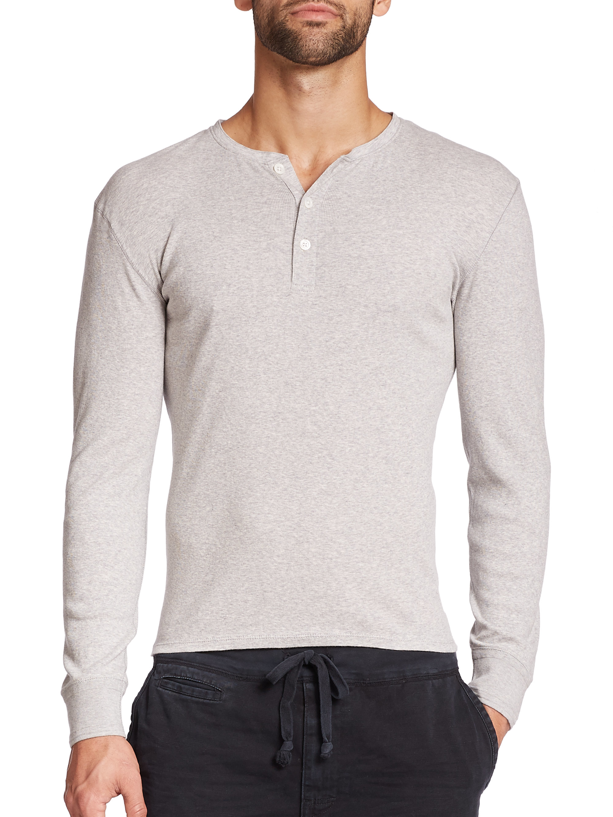Lyst - Polo Ralph Lauren Ribbed Cotton Henley in Gray for Men