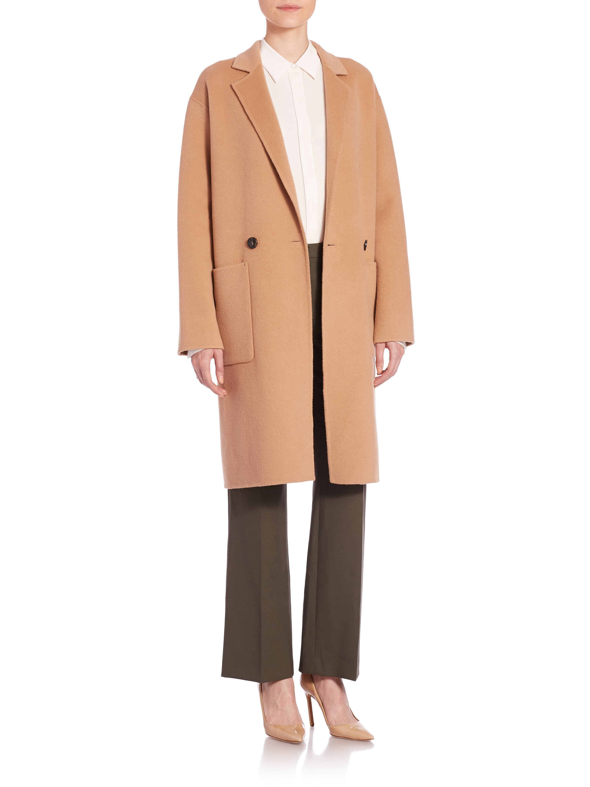 Theory Eletkah Wool & Cashmere Coat in Natural | Lyst