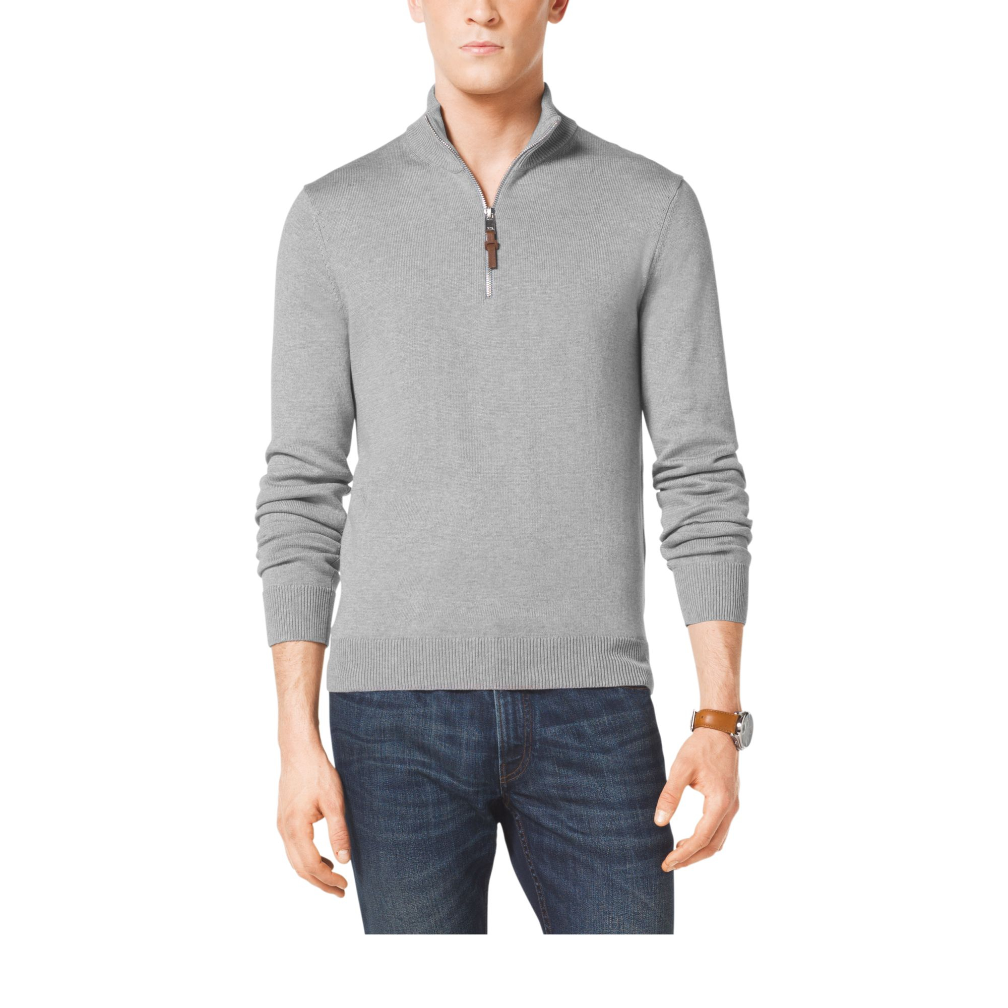 Michael Kors | Gray Half-zip Cotton Pullover for Men | Lyst