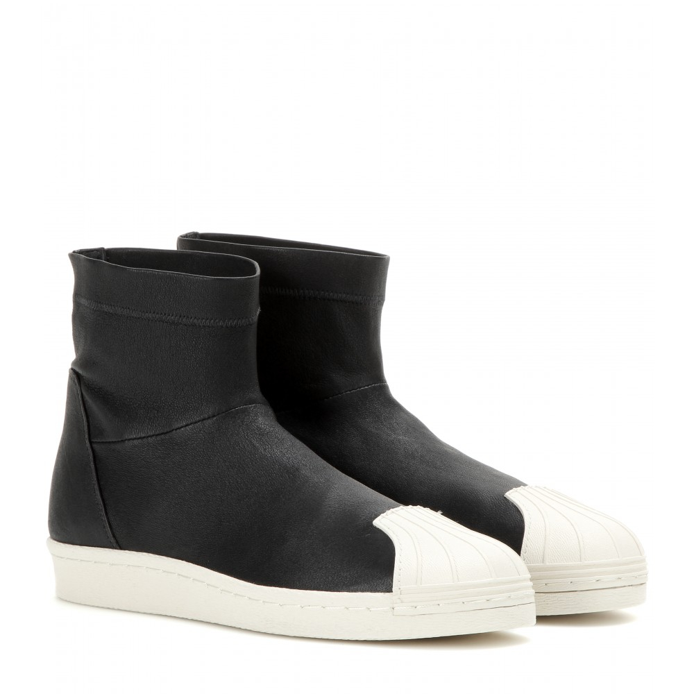 Rick owens Superstar Leather Ankle Boots in Black | Lyst
