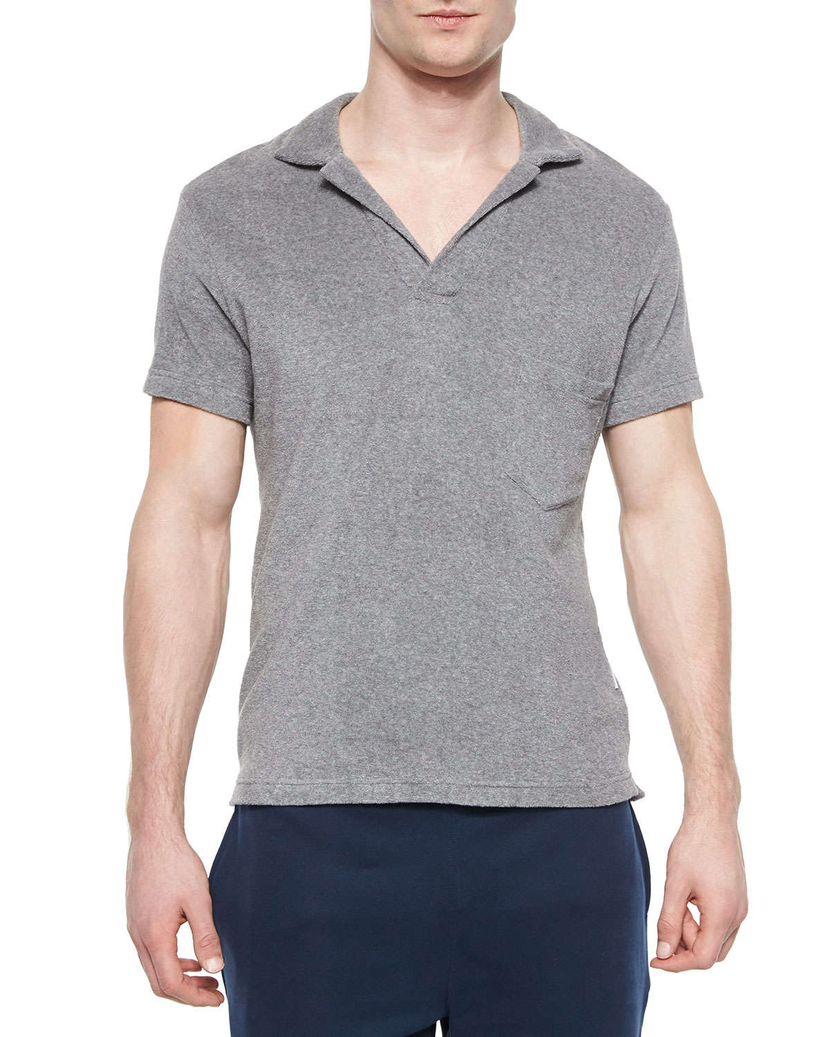 Orlebar brown Terry Short-Sleeve Polo Shirt in Gray for Men | Lyst