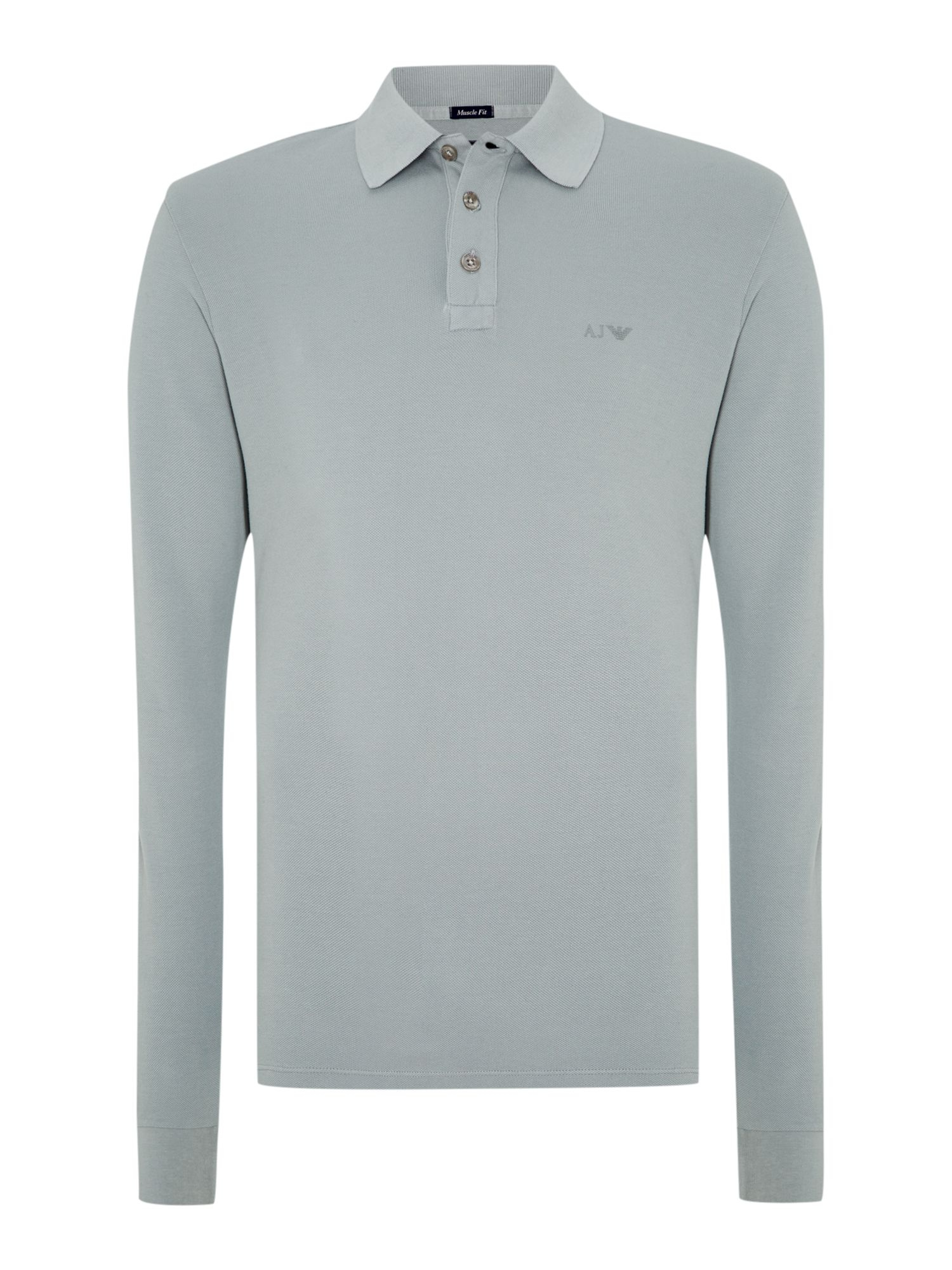 Armani Jeans Long Sleeve Logo Polo Shirt in Gray for Men (Grey) | Lyst