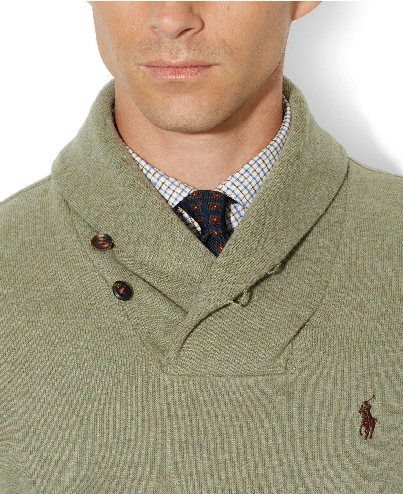 Lyst Polo Ralph Lauren French Rib Shawl Sweater In Green For Men