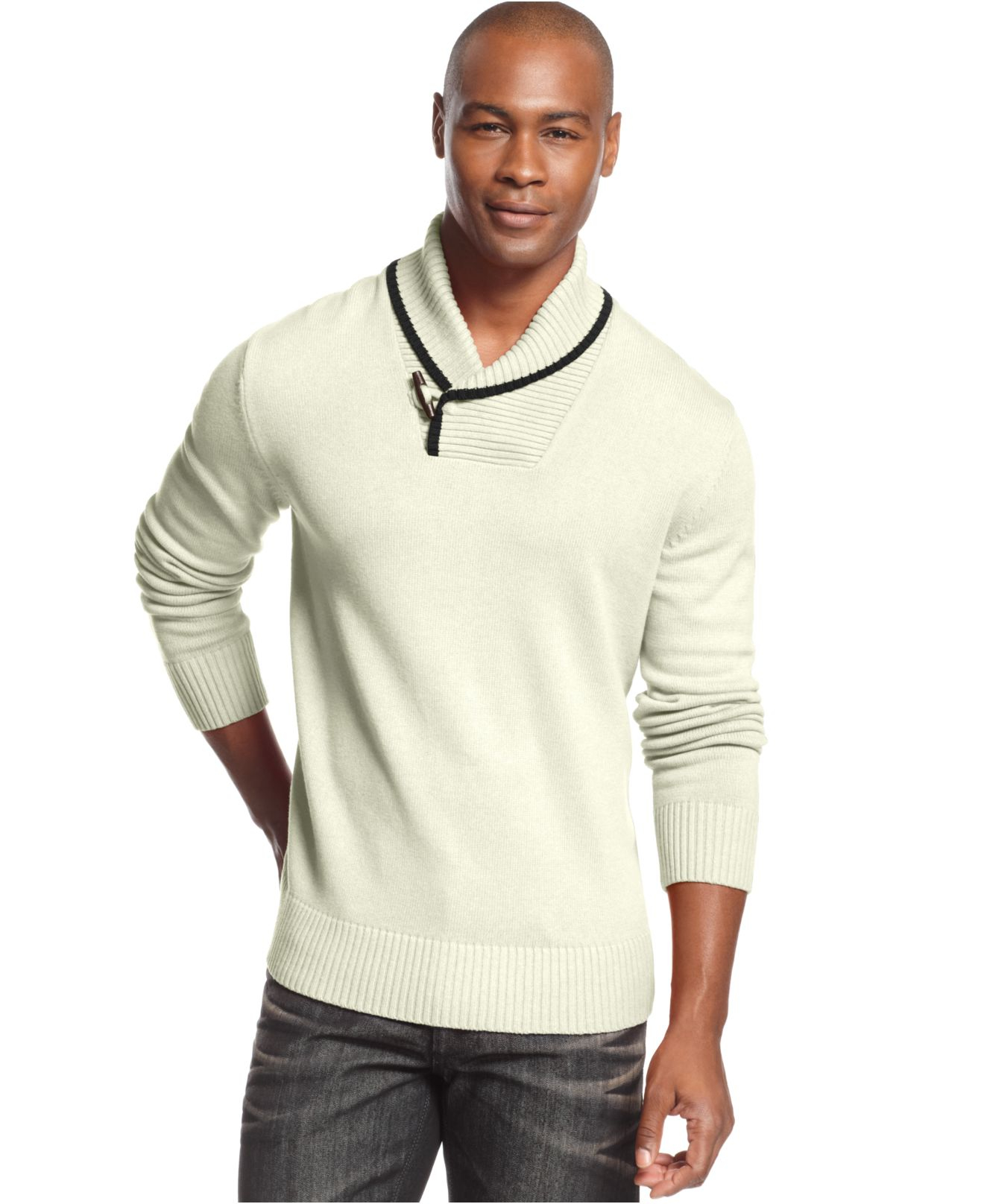 Sean john Long-Sleeve Shawl-Collar Sweater in Beige for Men (SJ Cream ...