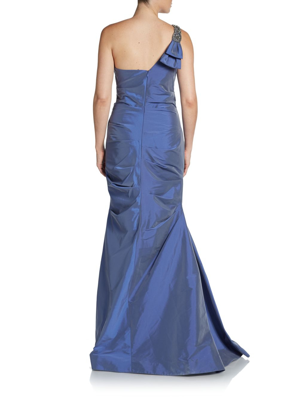 Lyst - Teri Jon One-shoulder Taffeta Gown in Blue