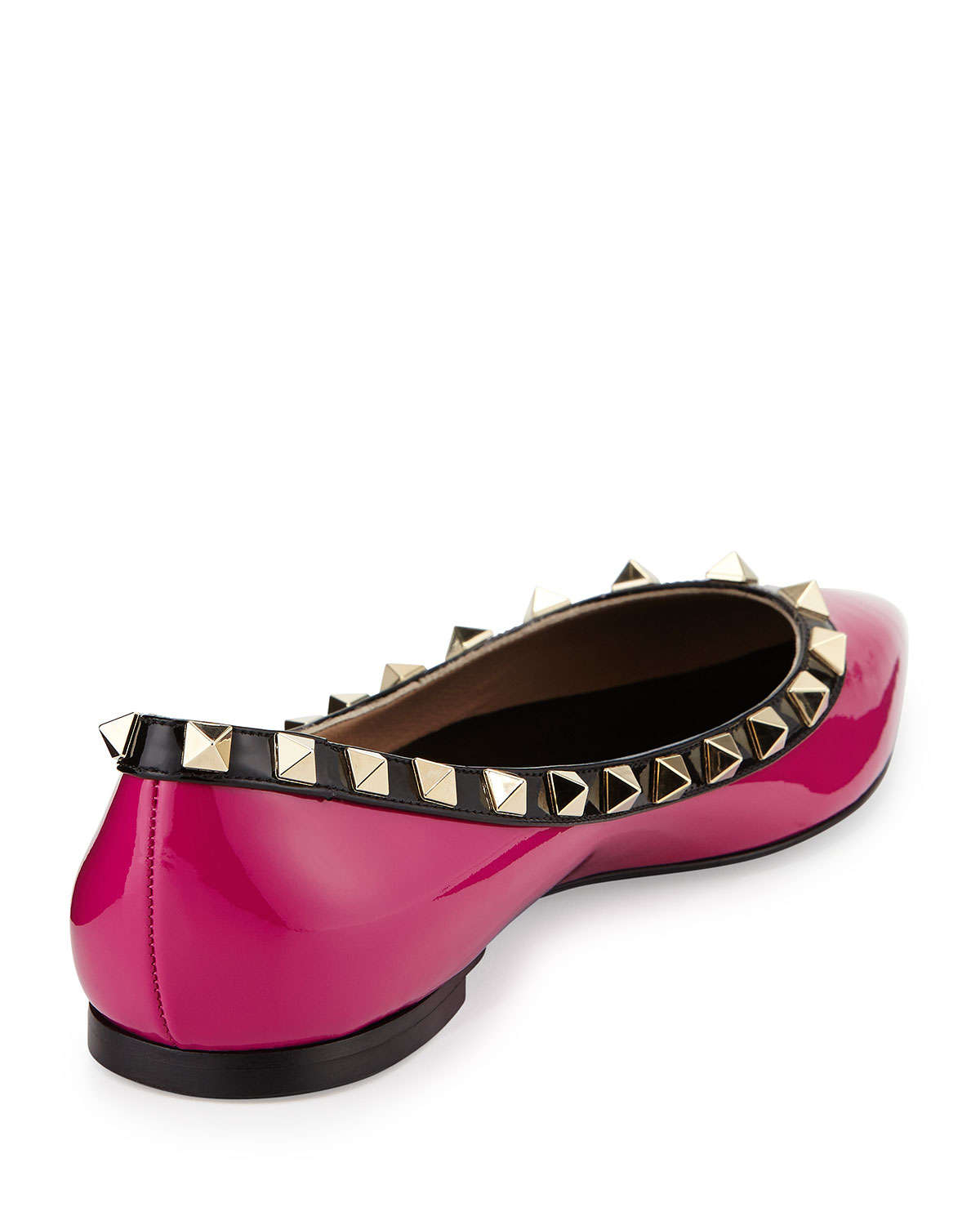 Lyst - Valentino Rockstud Leather Ballet Flats in Pink
