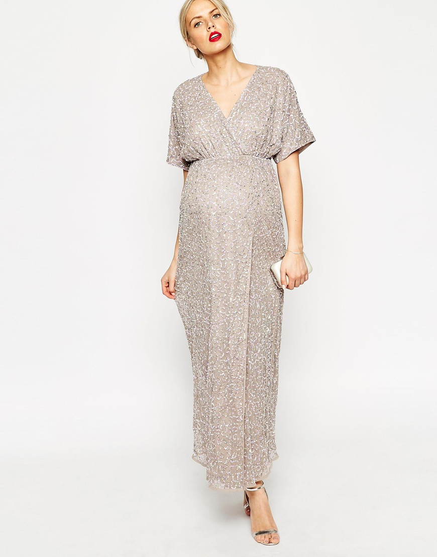 sequin maternity maxi dress