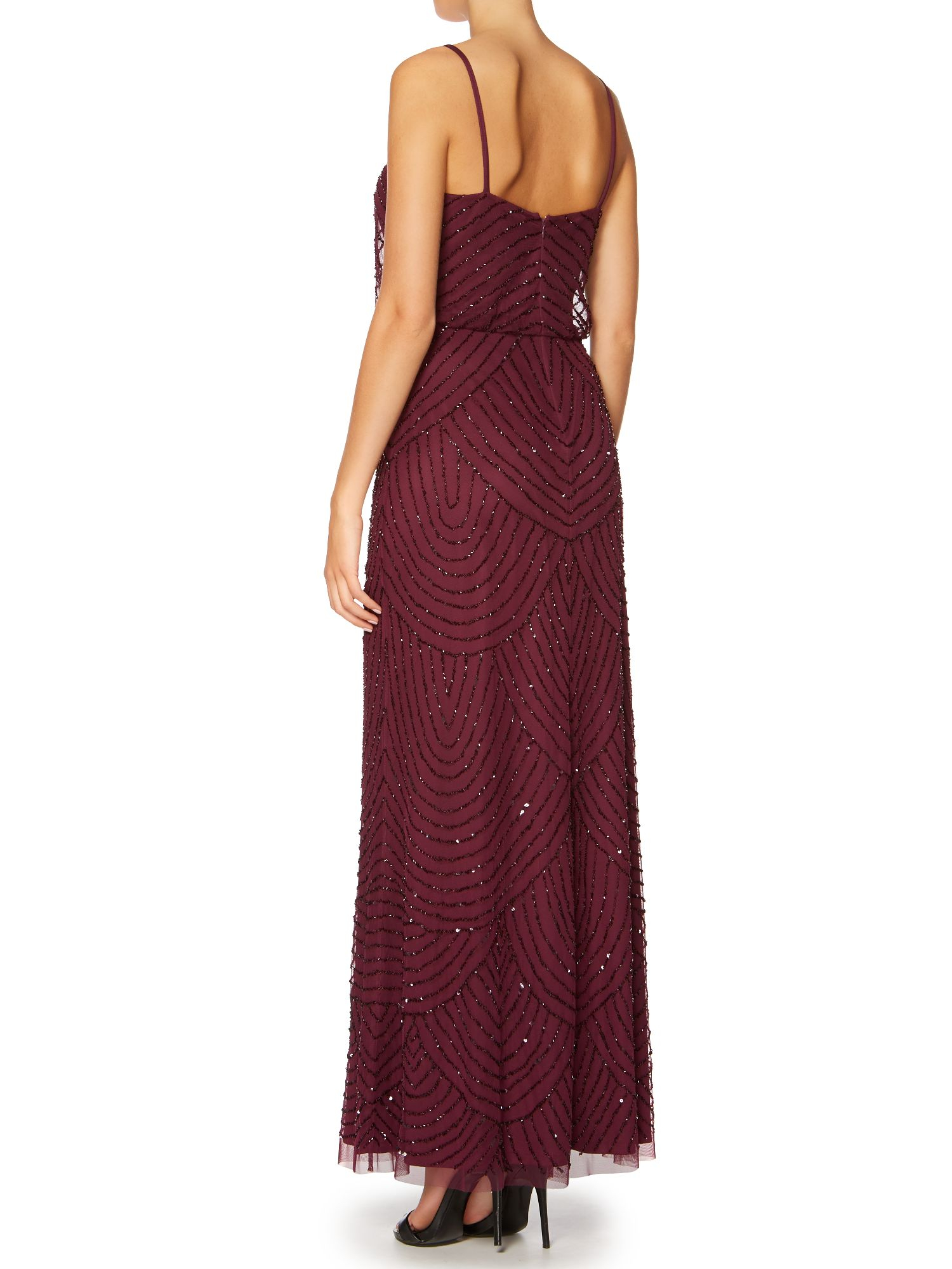 Adrianna papell Art Deco Beaded Dress in Purple | Lyst