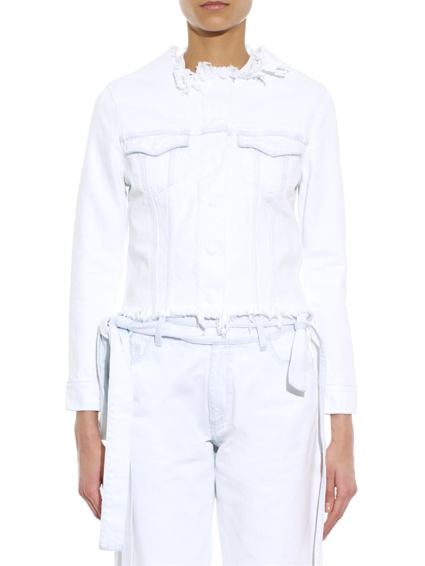 Marques'almeida Frayed-edge Denim Jacket in White | Lyst