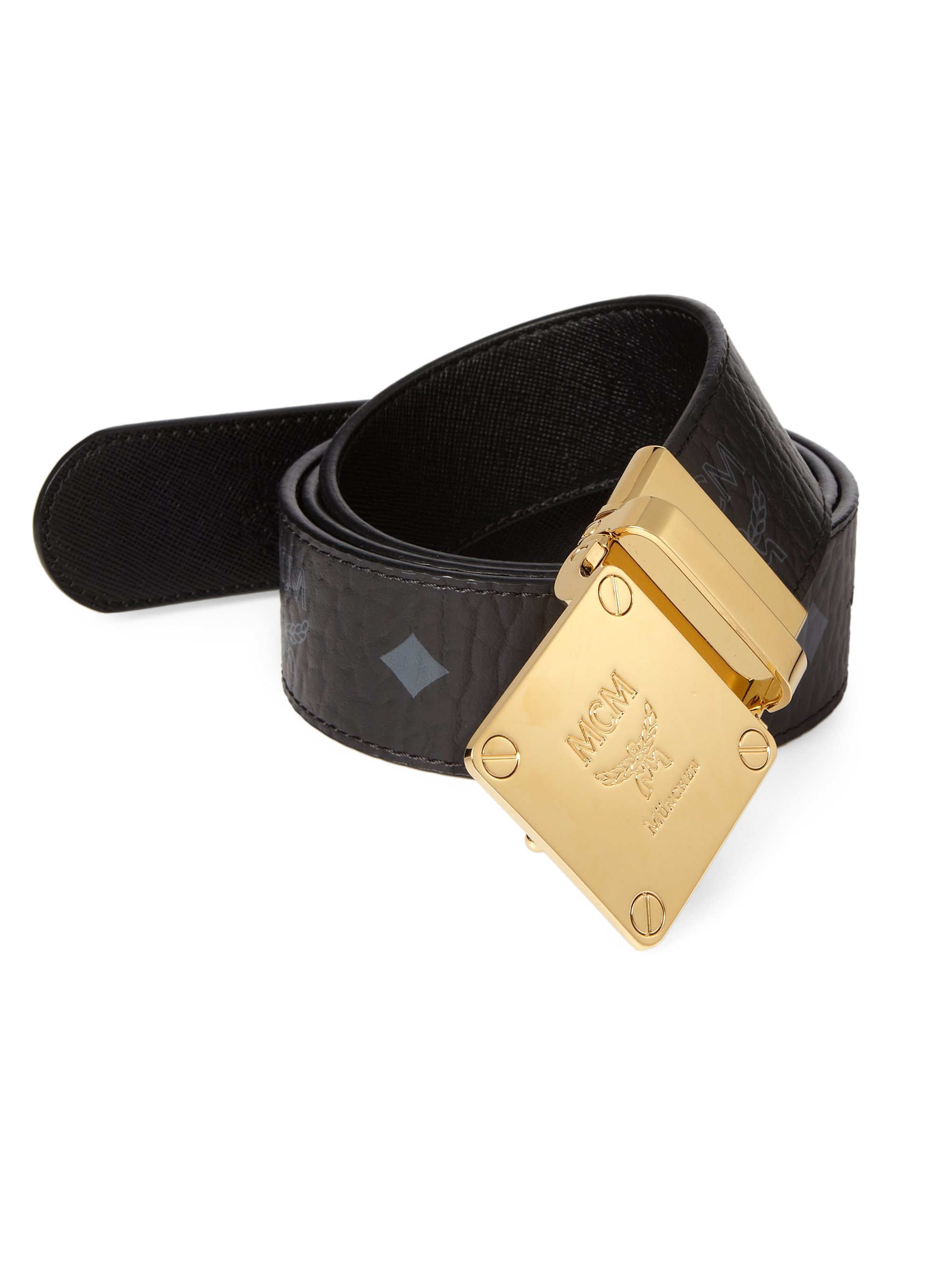 Lyst - MCM Visetos Round Reversible Belt in Black for Men