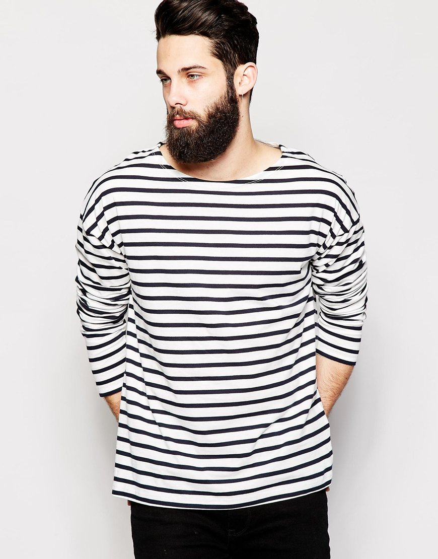 lyst - asos oversized striped long sleeve t-shirt with